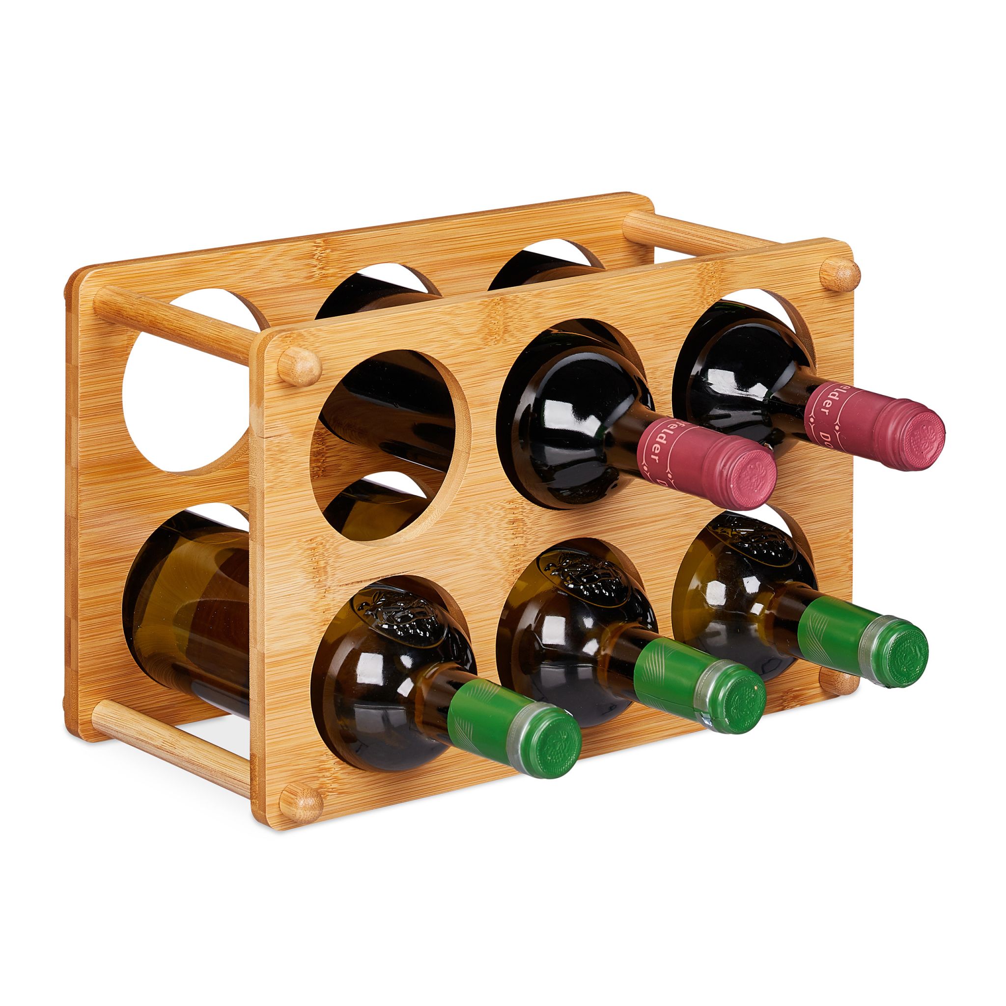 Weinregal 6 Flaschen Bambus Hellbraun von Relaxdays