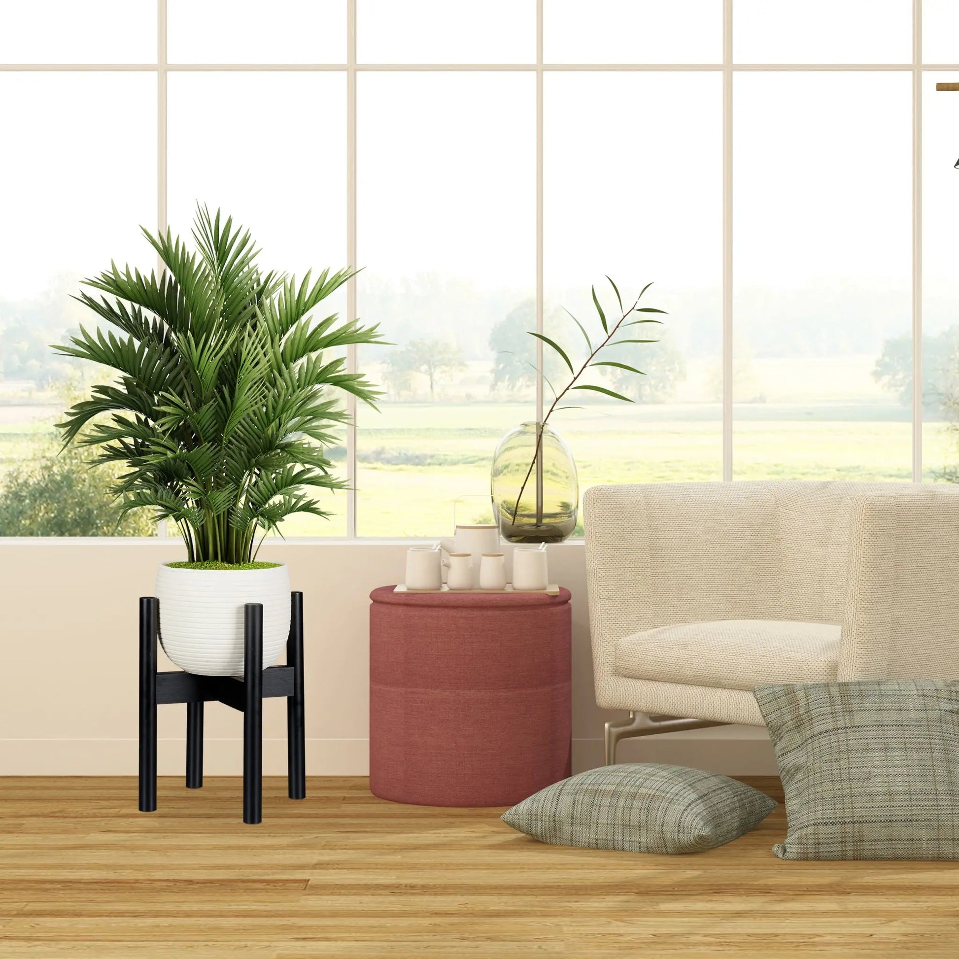 Blumenständer Bambus verstellbar schwarz Schwarz von Relaxdays