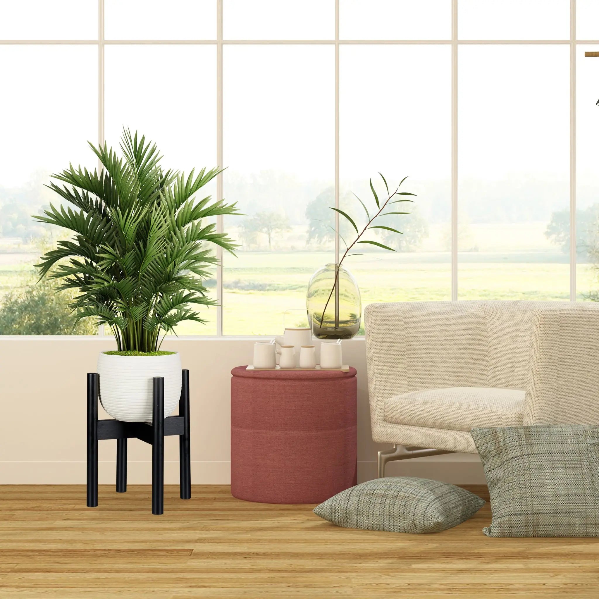 Blumenständer Bambus verstellbar schwarz Schwarz von Relaxdays