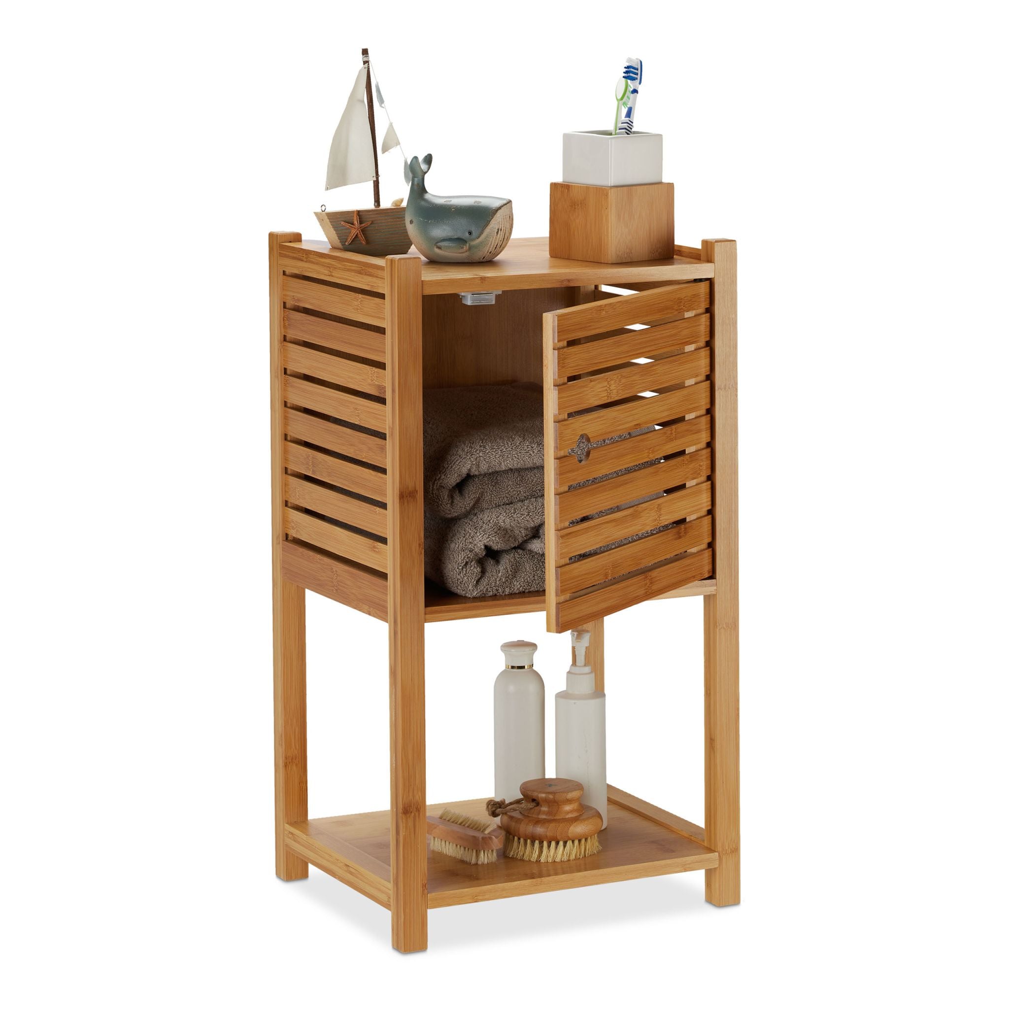 Badregal Bambus mit 3 Ebenen Hellbraun von Relaxdays