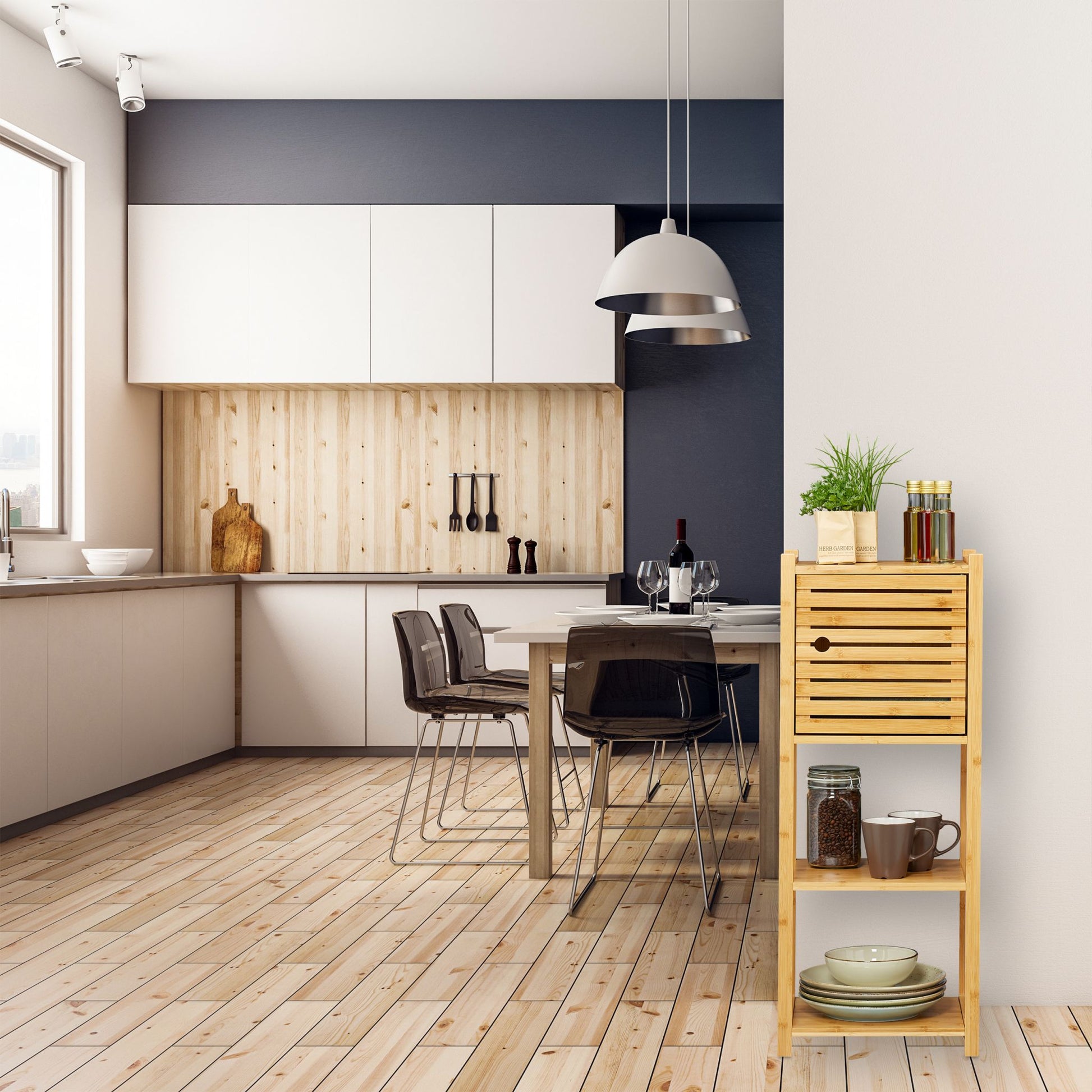 Badregal Bambus mit 4 Ablagen Hellbraun von Relaxdays