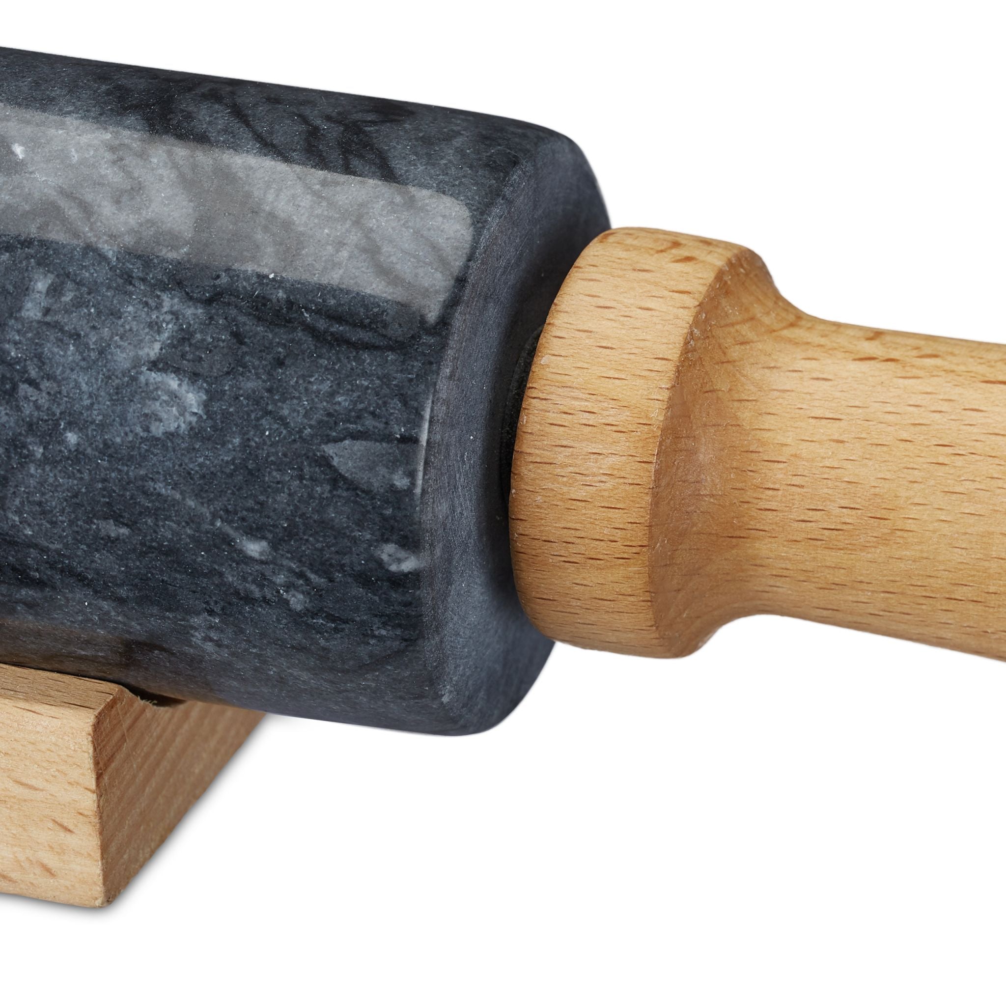 Nudelholz Marmor Hellbraun-Schwarz von Relaxdays