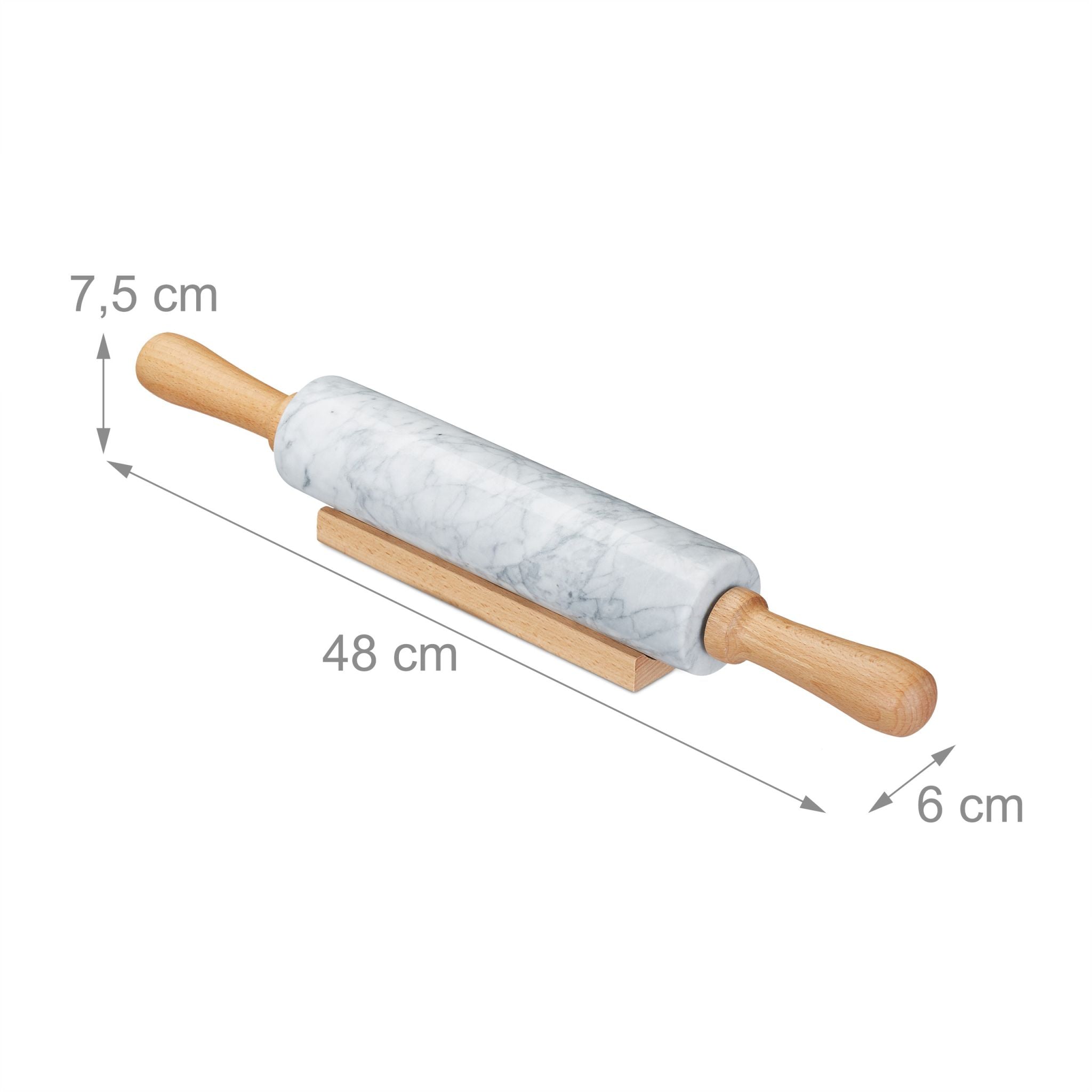 Nudelholz Marmor Weiss-Hellbraun von Relaxdays