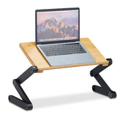 Laptopständer Bambus Aluminium Hellbraun-Schwarz von Relaxdays