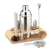 Cocktailset 11er-Set Edelstahl Hellbraun-Schwarz-Silber von Relaxdays