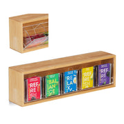 Teebox Bambus zum Aufhängen Hellbraun-Transparent von Relaxdays