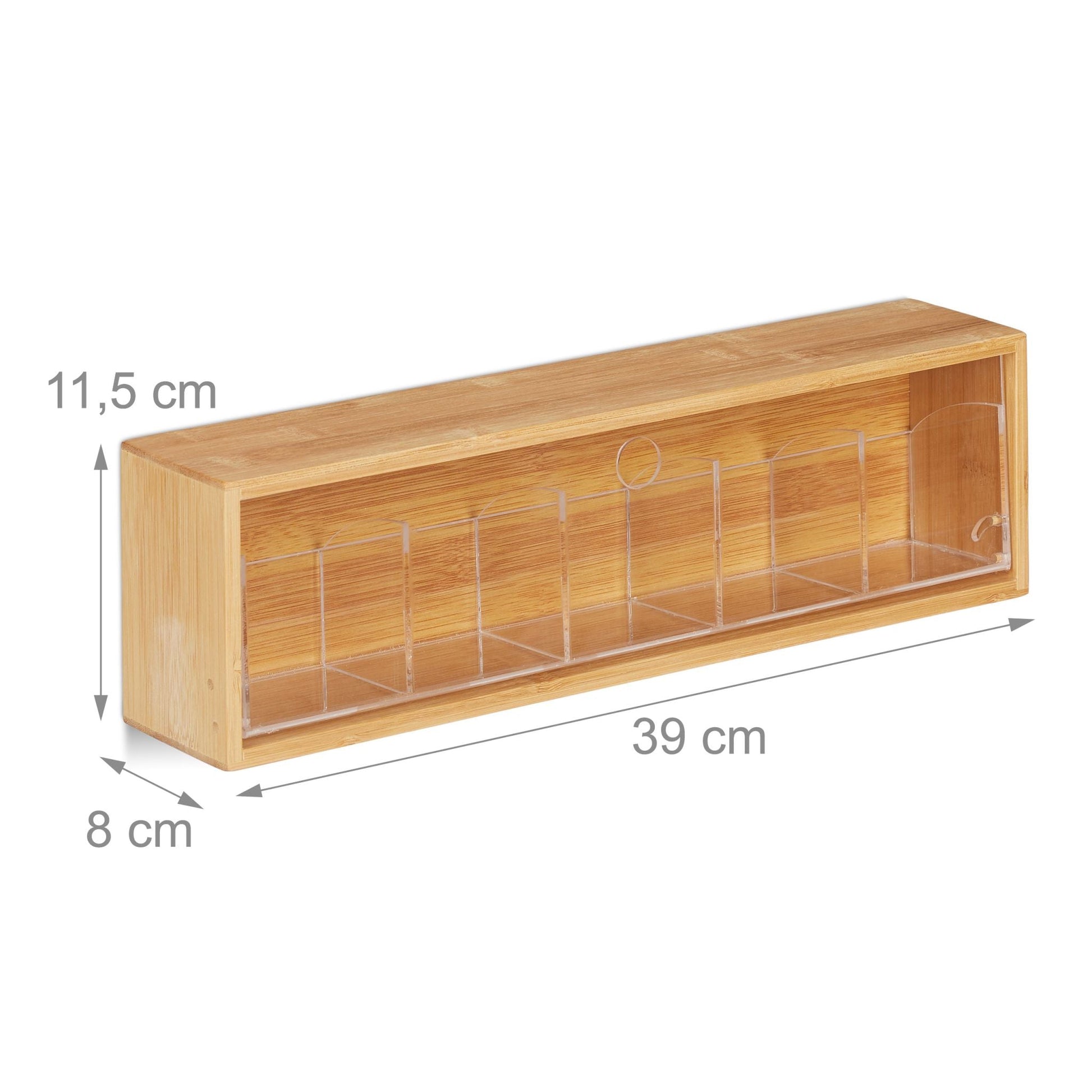 Teebox Bambus zum Aufhängen Hellbraun-Transparent von Relaxdays