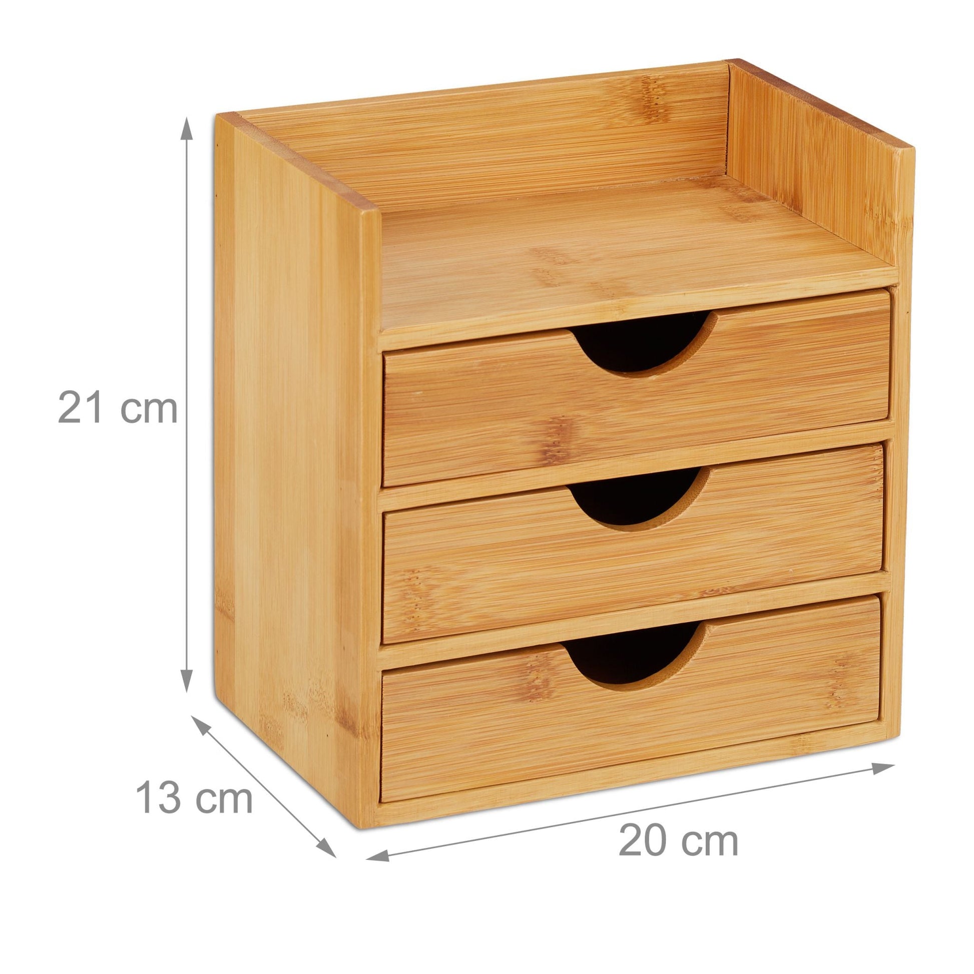 Schreibtisch Organizer mit 3 Schubladen Hellbraun von Relaxdays