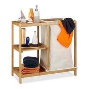 Badregal mit Wäschekorb Bambus Beige-Hellbraun von Relaxdays