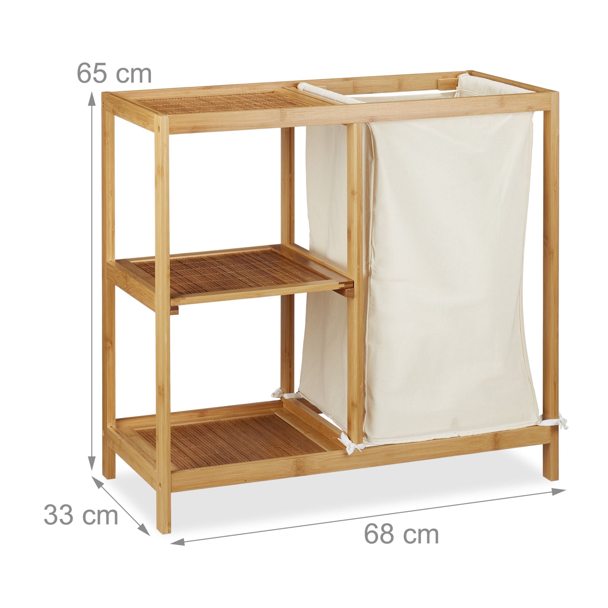Badregal mit Wäschekorb Bambus Beige-Hellbraun von Relaxdays