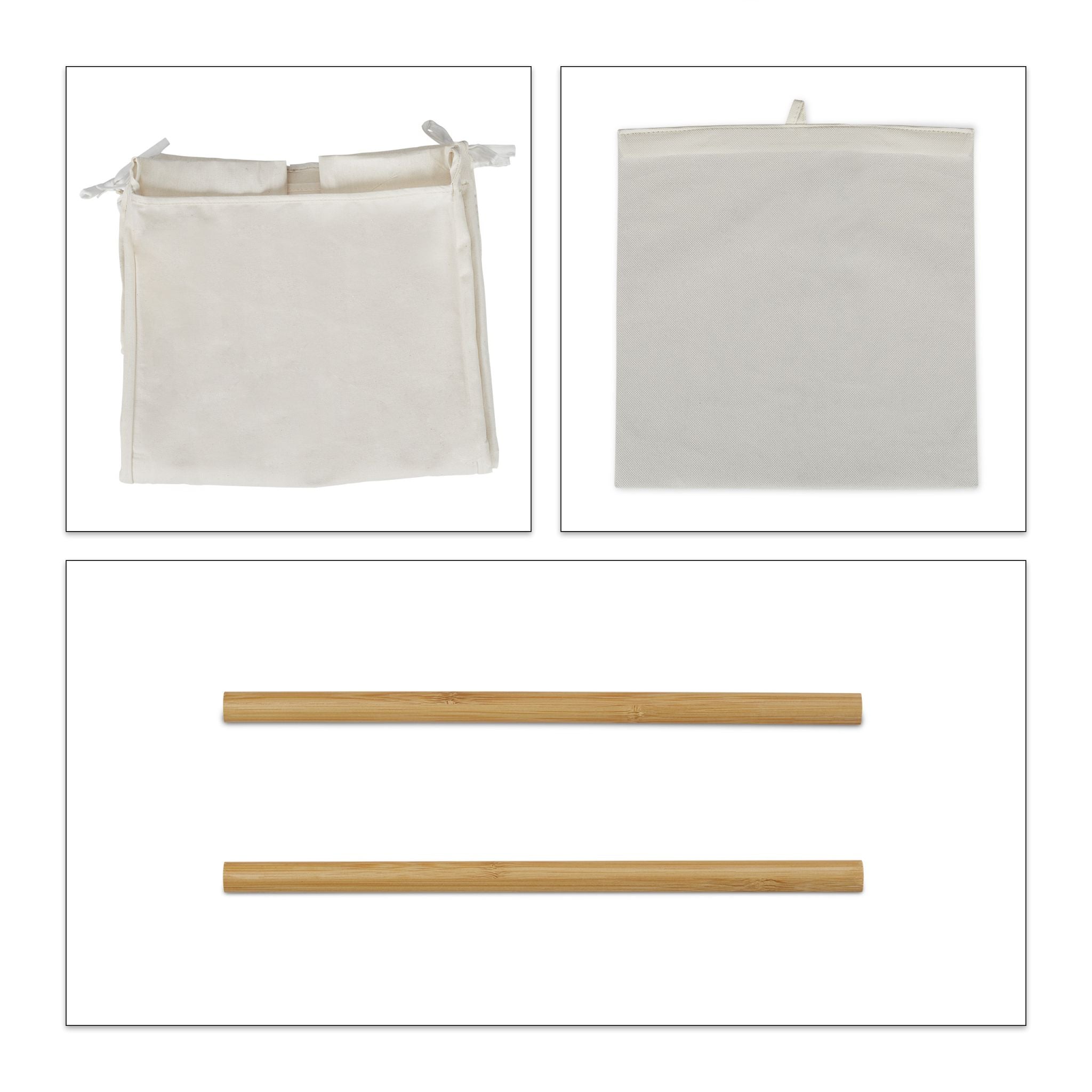 Badregal mit Wäschekorb Bambus Beige-Hellbraun von Relaxdays