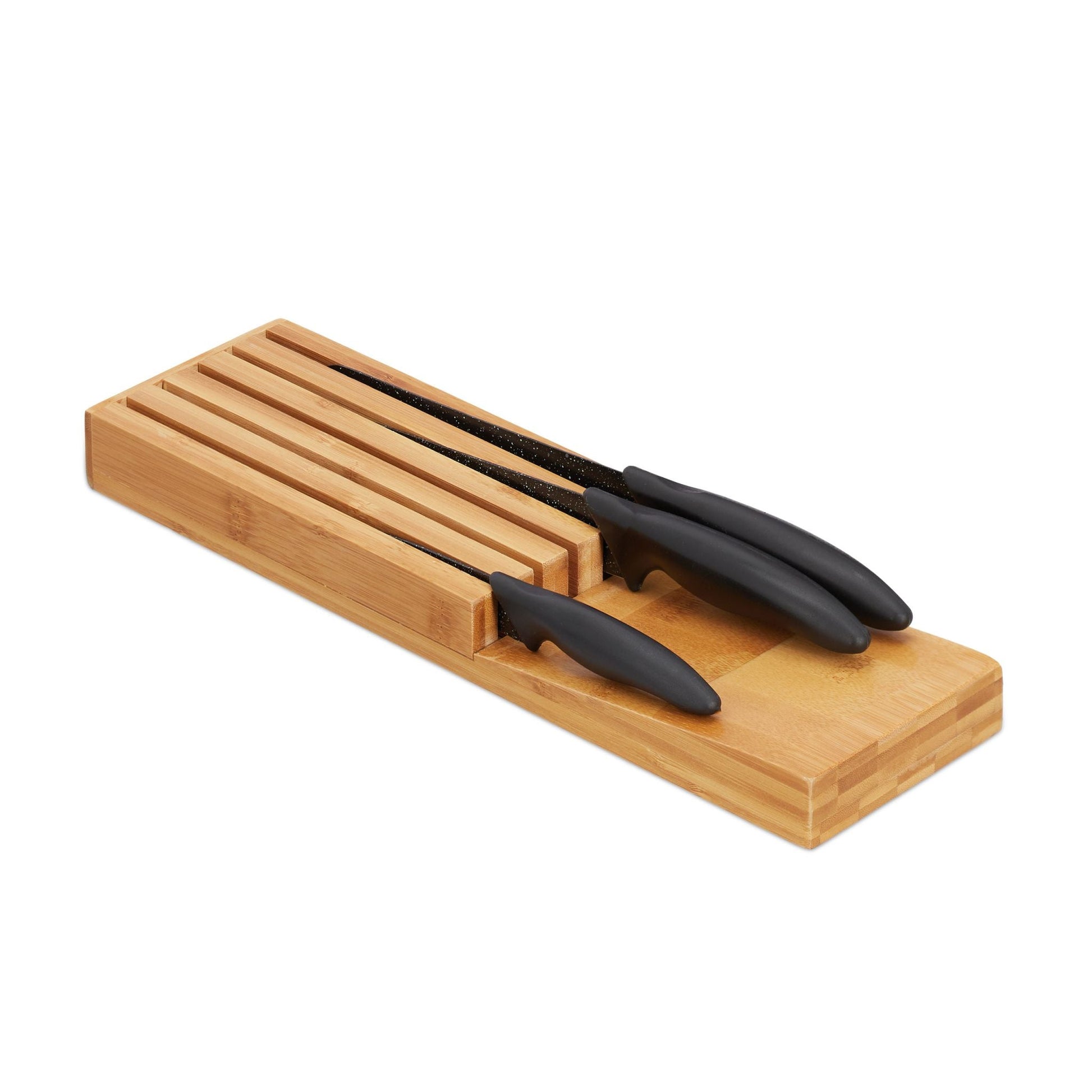 Messerorganizer Bambus für 5 Messer Hellbraun von Relaxdays