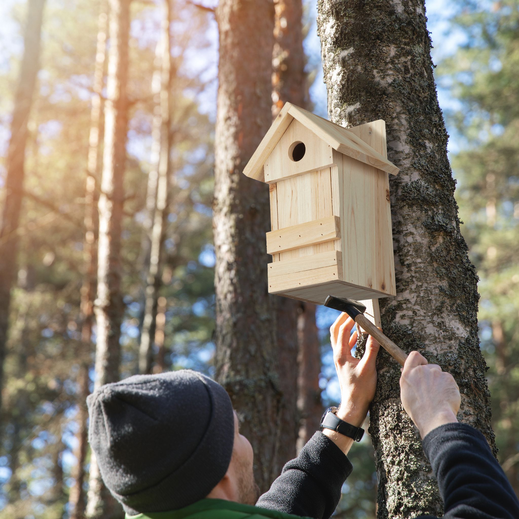 Nistkasten Holz mit Spitzdach Hellbraun von Relaxdays
