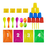 Kinderparty Spiele 3 in 1 Set Gelb-Grün-Rot von Relaxdays