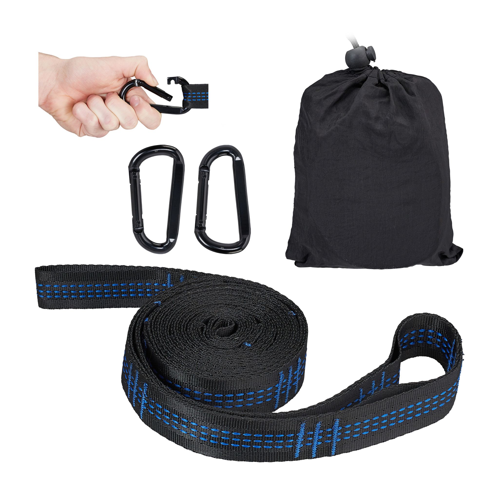 Hängematte Befestigung Set Blau-Schwarz von Relaxdays