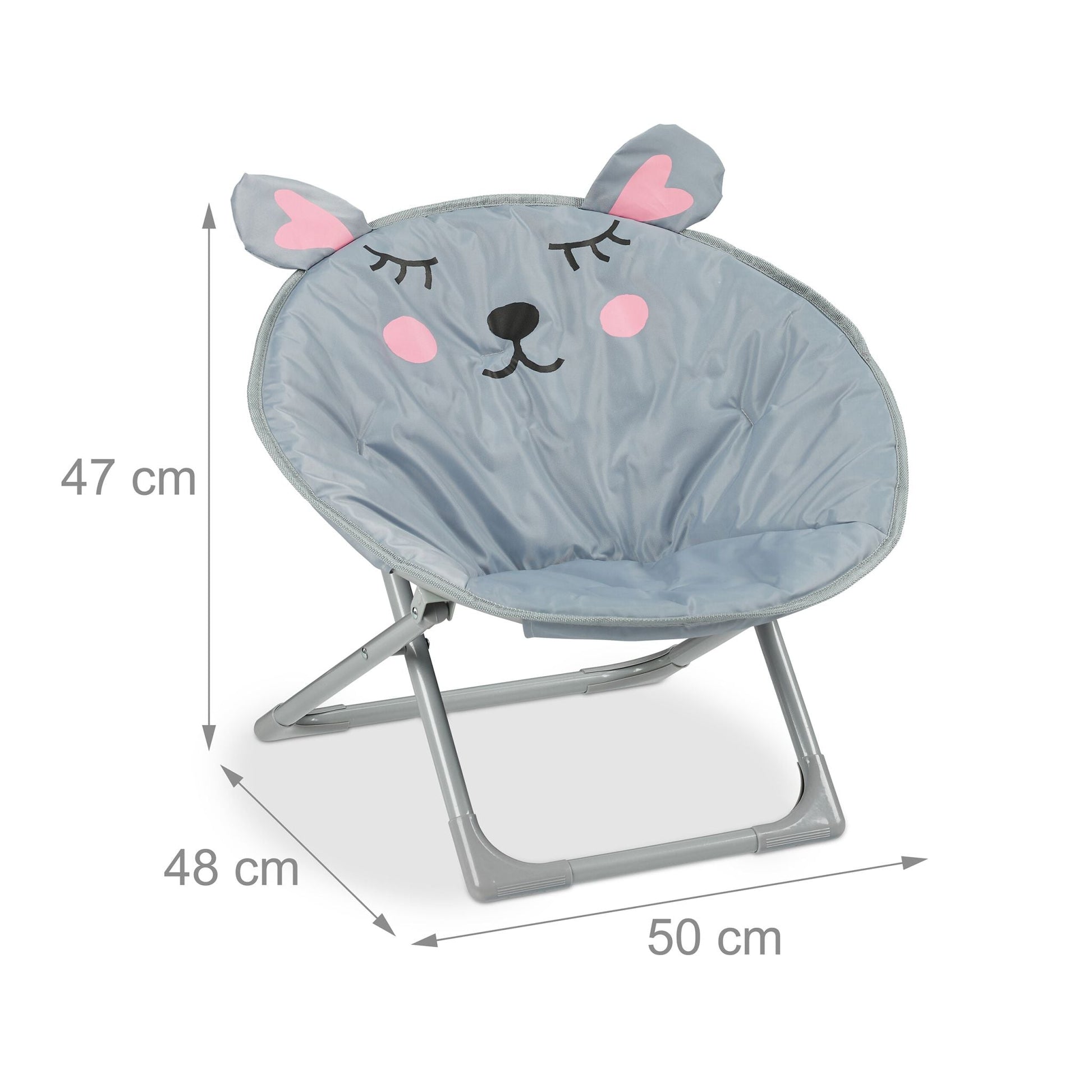 Faltbarer Moonchair für Kinder Rosa-Schwarz-Grau von Relaxdays