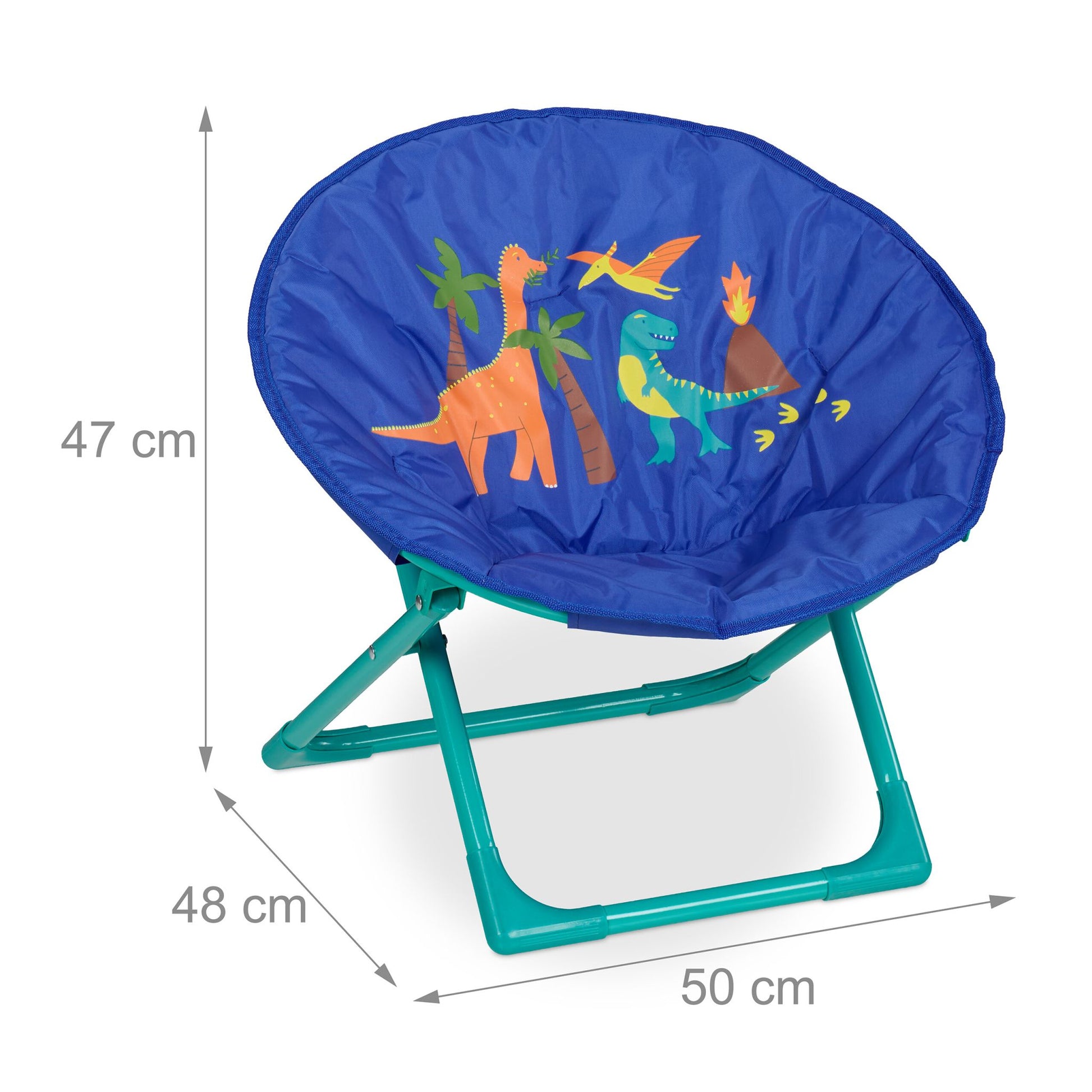 Faltbarer Moonchair für Kinder Blau-Braun-Türkis von Relaxdays
