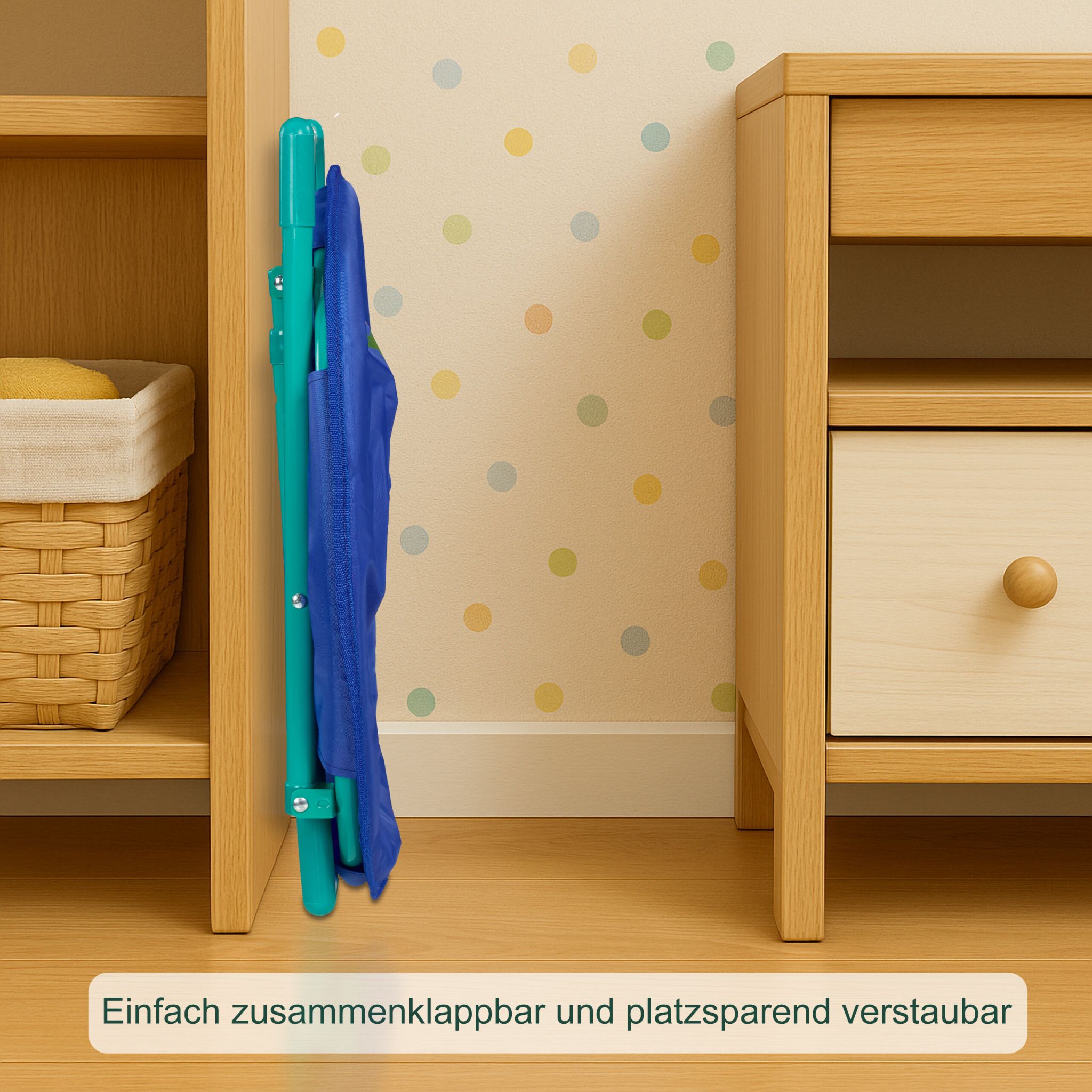Faltbarer Moonchair für Kinder Blau-Braun-Türkis von Relaxdays