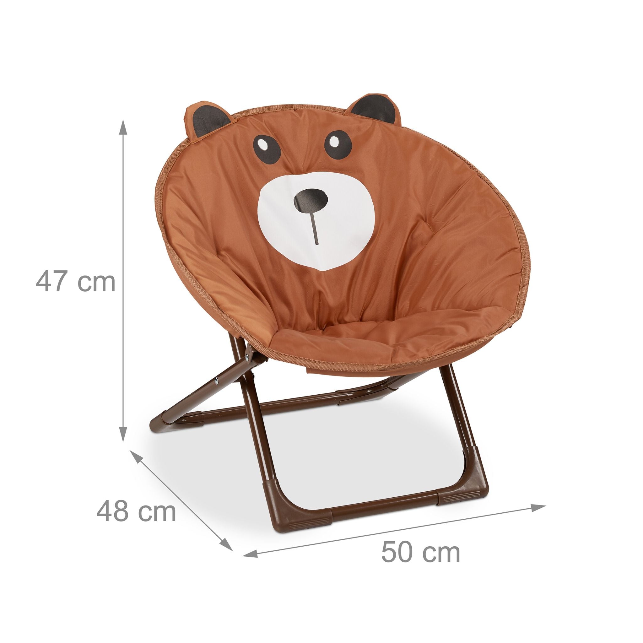 Faltbarer Moonchair für Kinder Weiss-Braun-Schwarz von Relaxdays