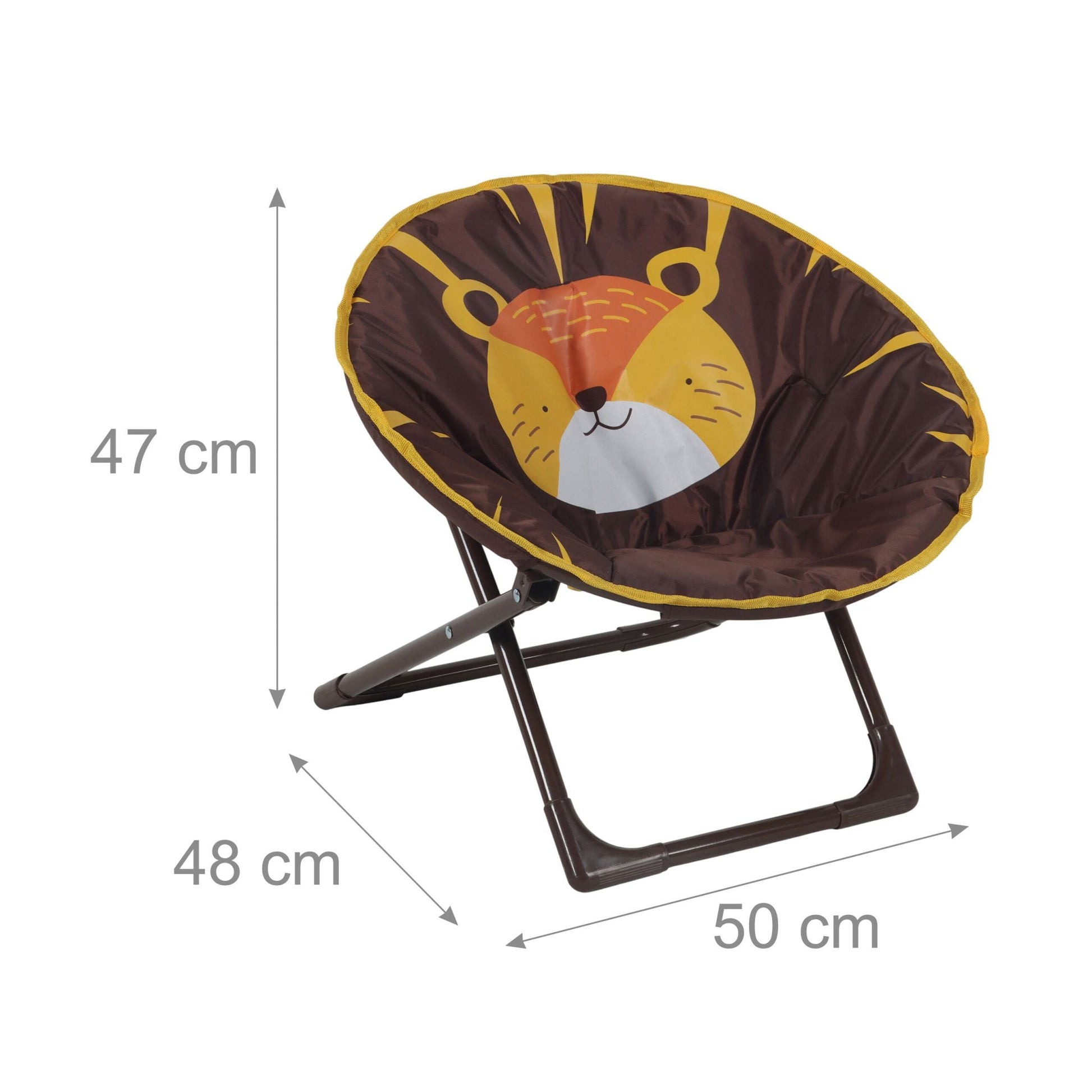 Faltbarer Moonchair für Kinder Braun-Gelb-Orange von Relaxdays