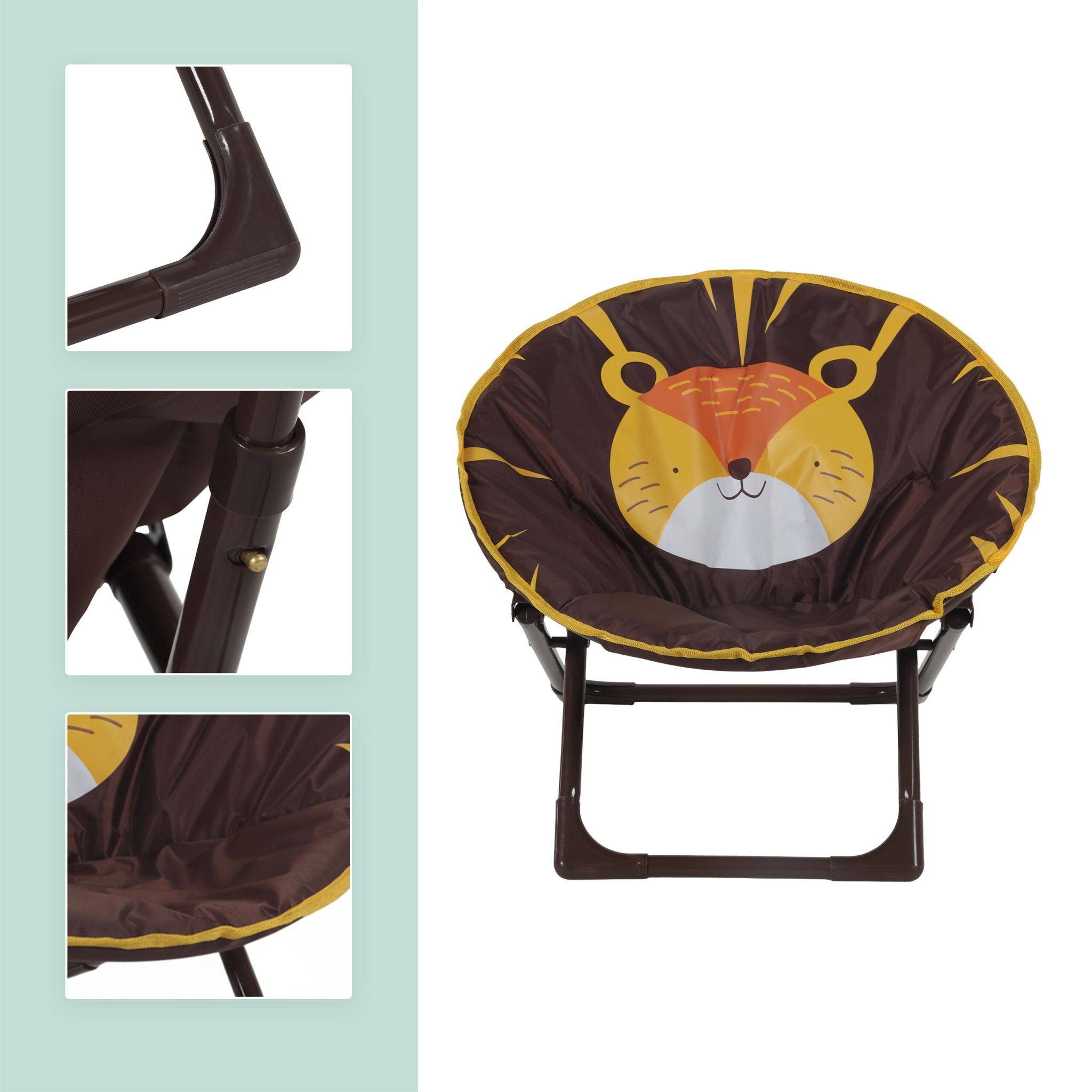 Faltbarer Moonchair für Kinder Braun-Gelb-Orange von Relaxdays