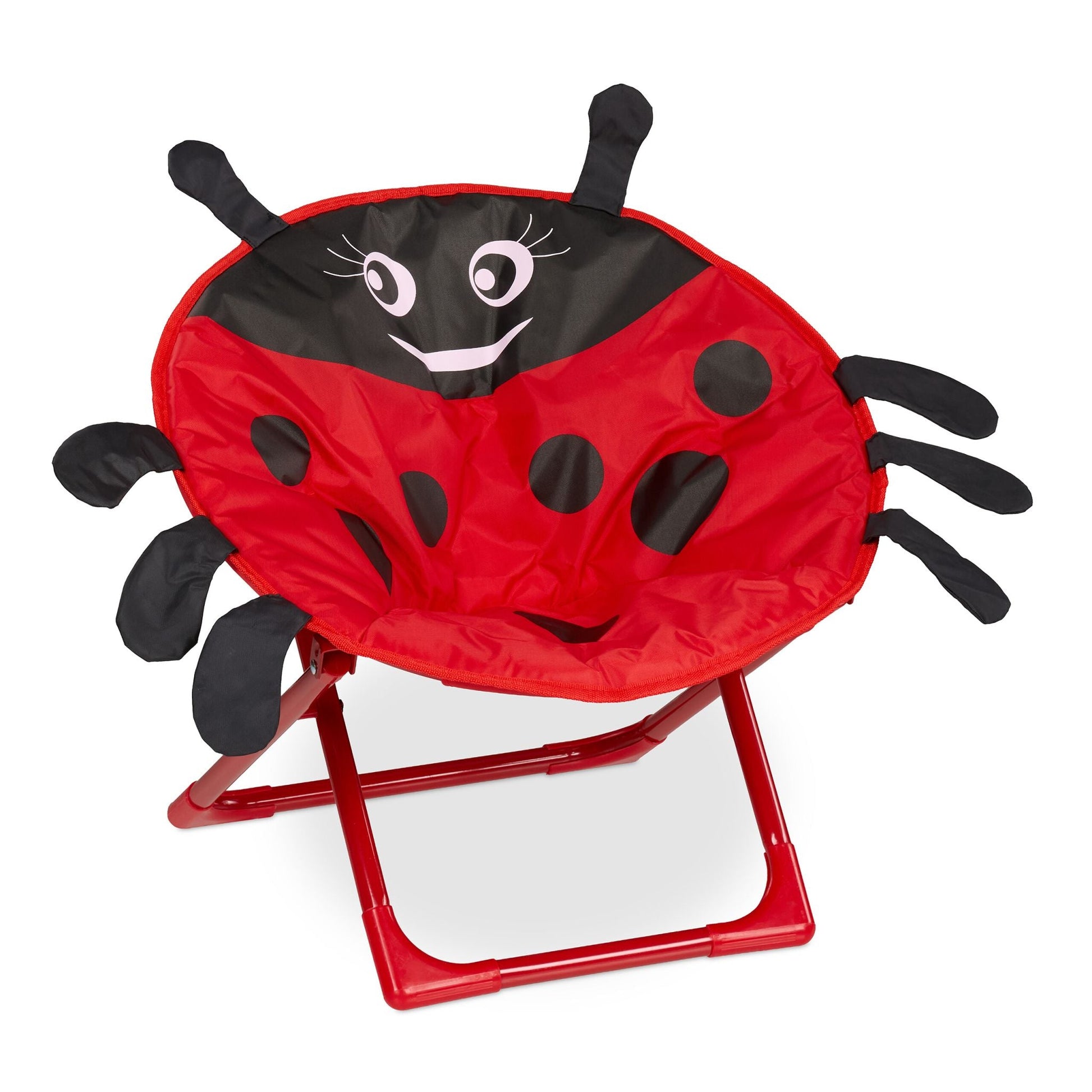 Faltbarer Moonchair für Kinder Weiss-Rot-Schwarz von Relaxdays