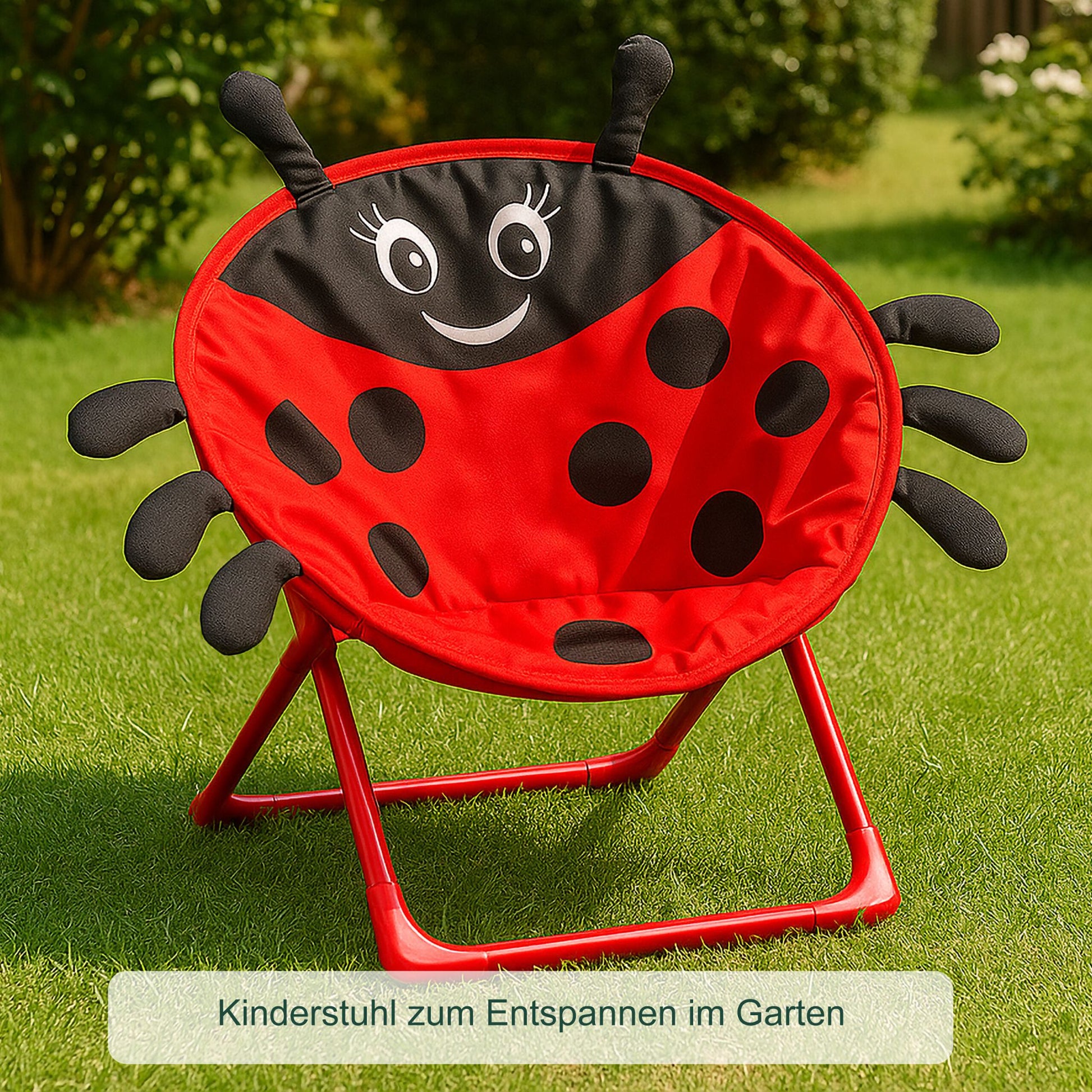 Faltbarer Moonchair für Kinder Weiss-Rot-Schwarz von Relaxdays
