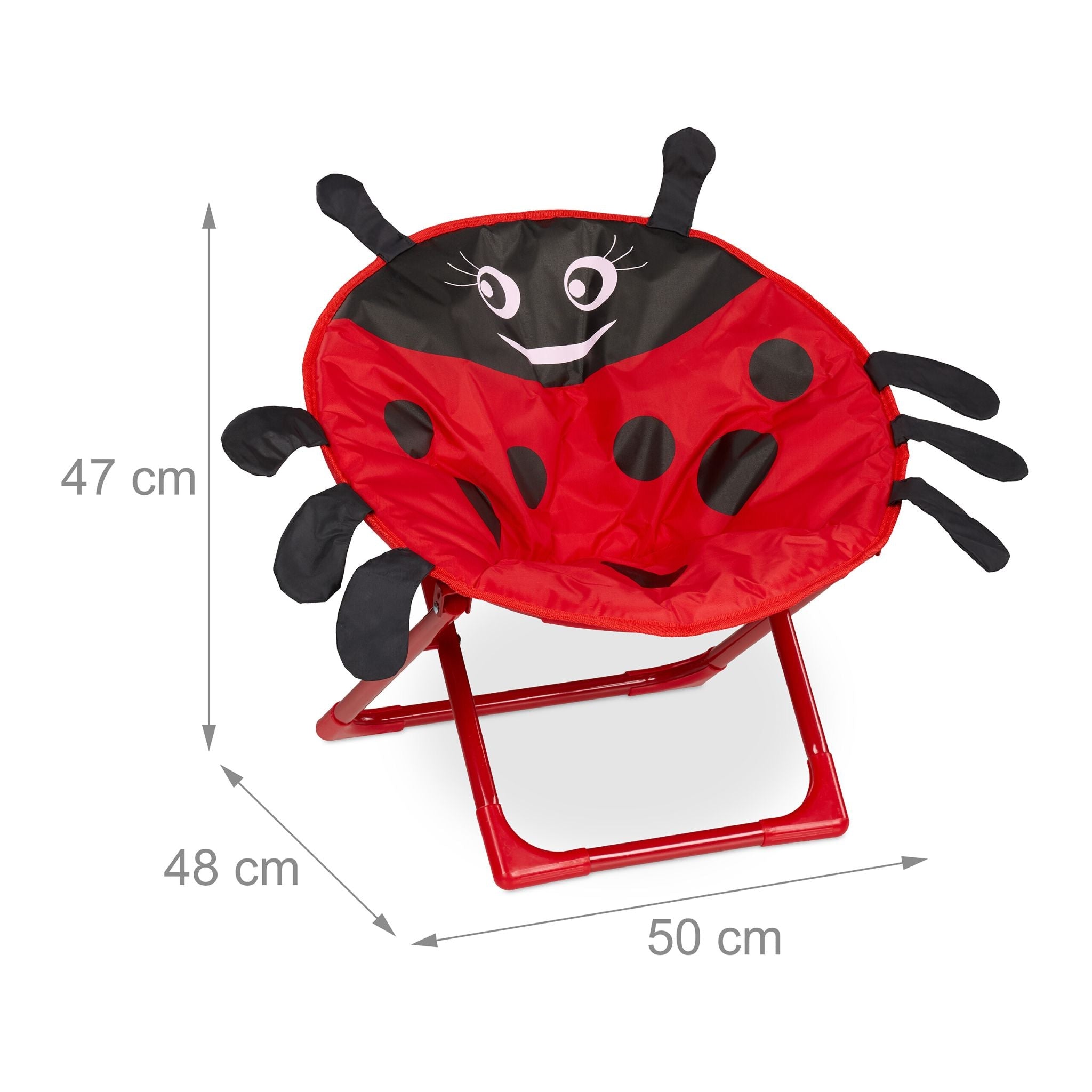 Faltbarer Moonchair für Kinder Weiss-Rot-Schwarz von Relaxdays