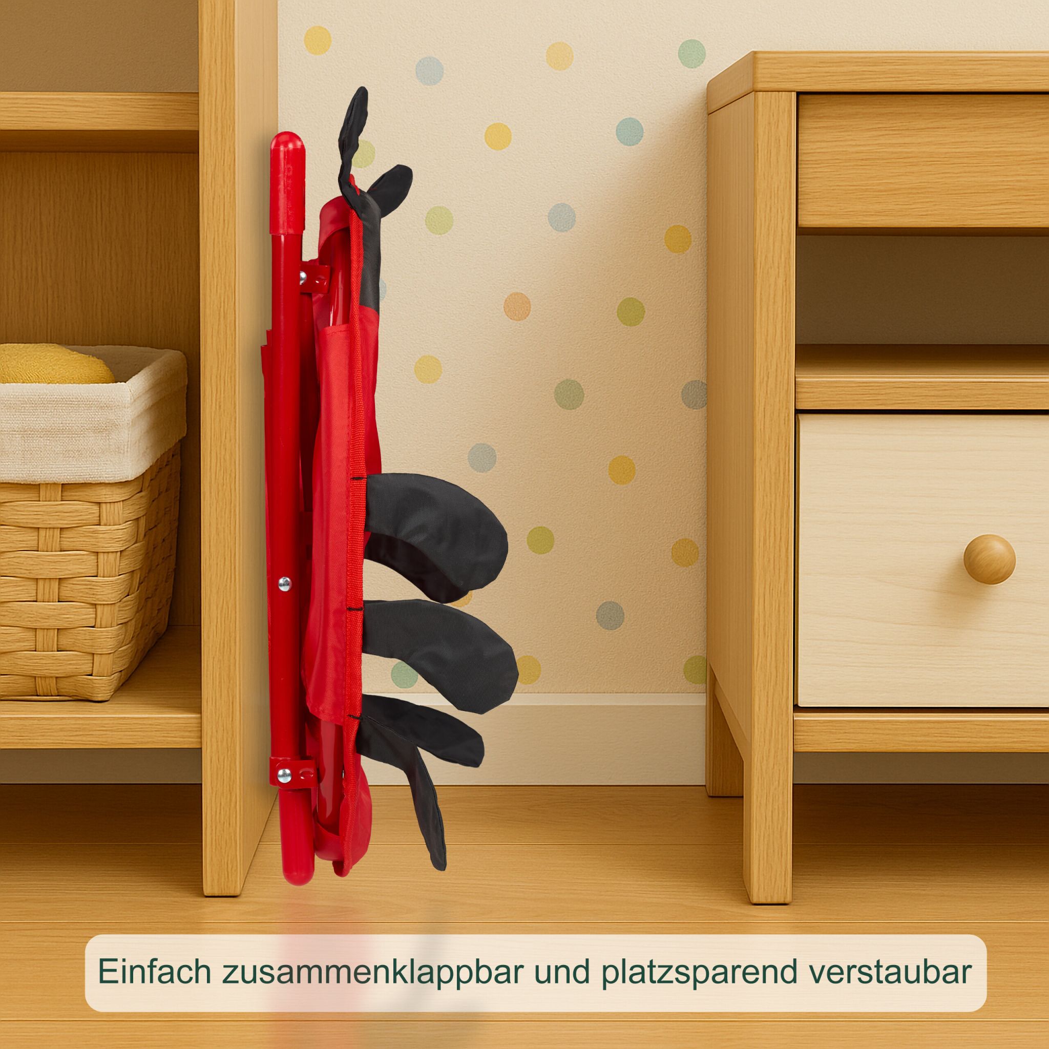 Faltbarer Moonchair für Kinder Weiss-Rot-Schwarz von Relaxdays