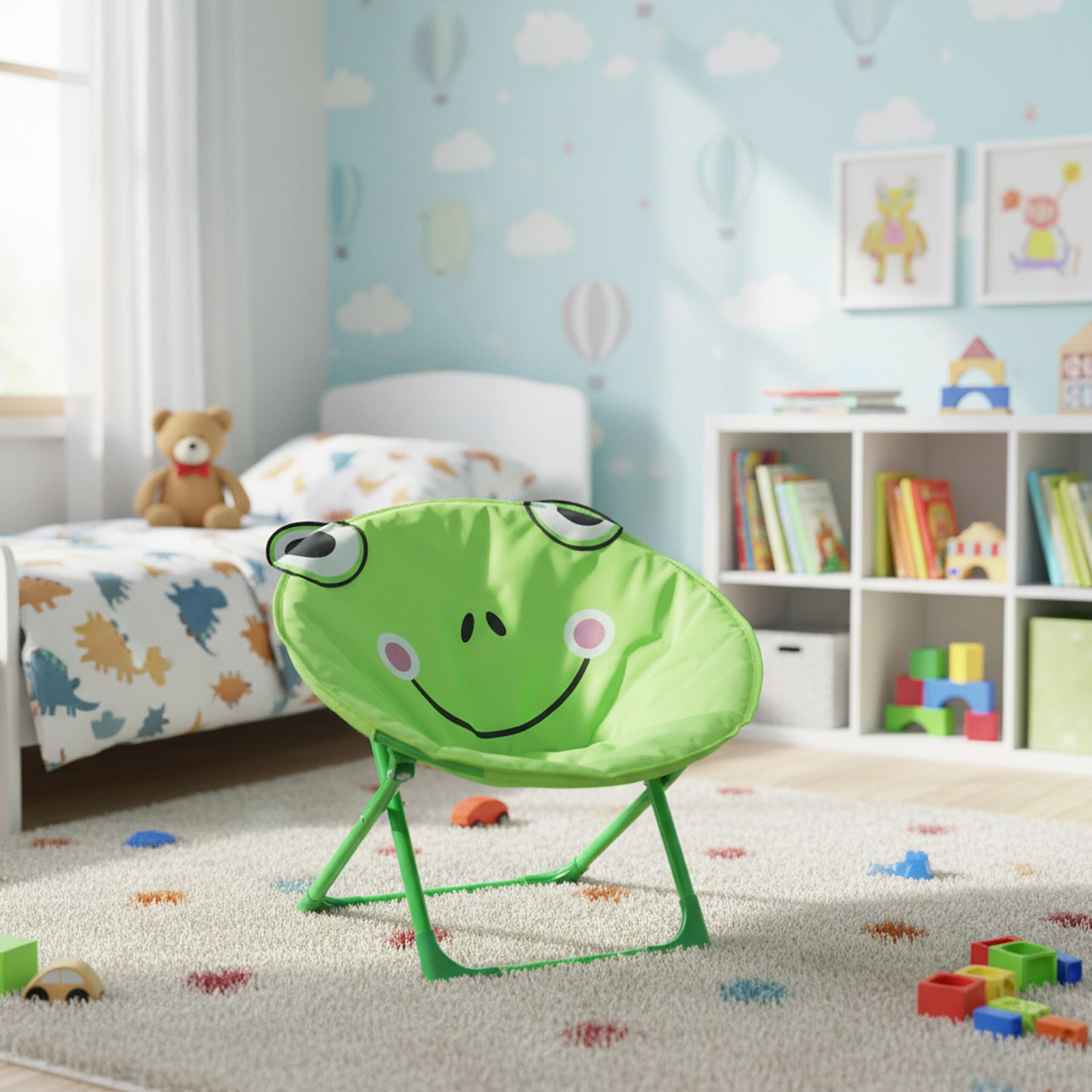 Faltbarer Moonchair für Kinder Weiss-Grün-Rosa von Relaxdays