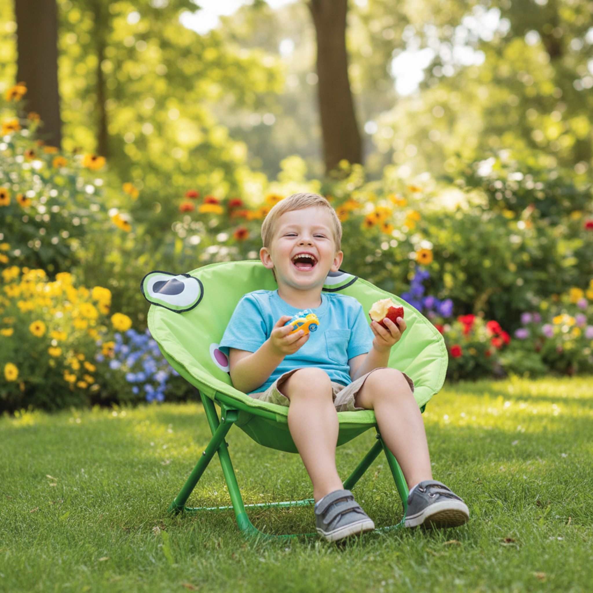 Faltbarer Moonchair für Kinder Weiss-Grün-Rosa von Relaxdays