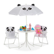 Camping Kindersitzgruppe mit Schirm Weiss-Schwarz von Relaxdays