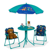 Camping Kindersitzgruppe mit Schirm Blau-Orange-Türkis von Relaxdays