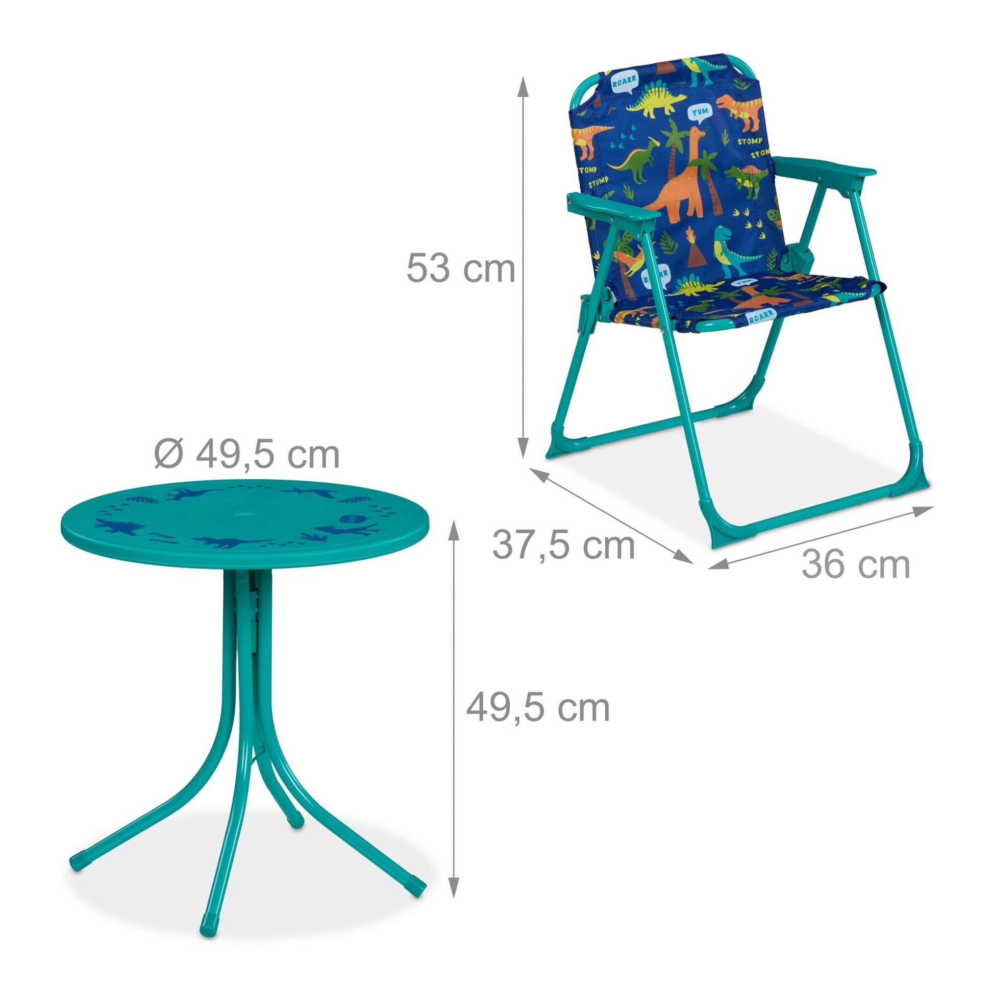 Camping Kindersitzgruppe mit Schirm Blau-Orange-Türkis von Relaxdays