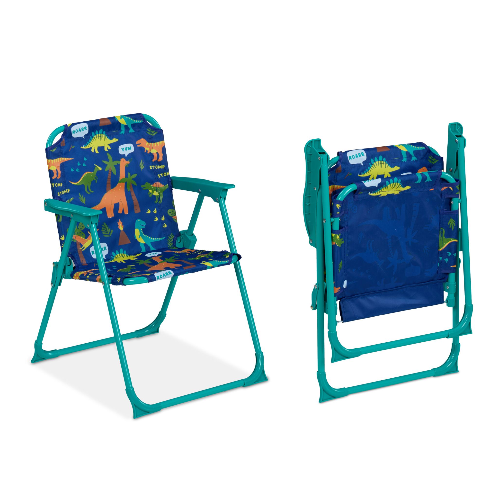 Camping Kindersitzgruppe mit Schirm Blau-Orange-Türkis von Relaxdays