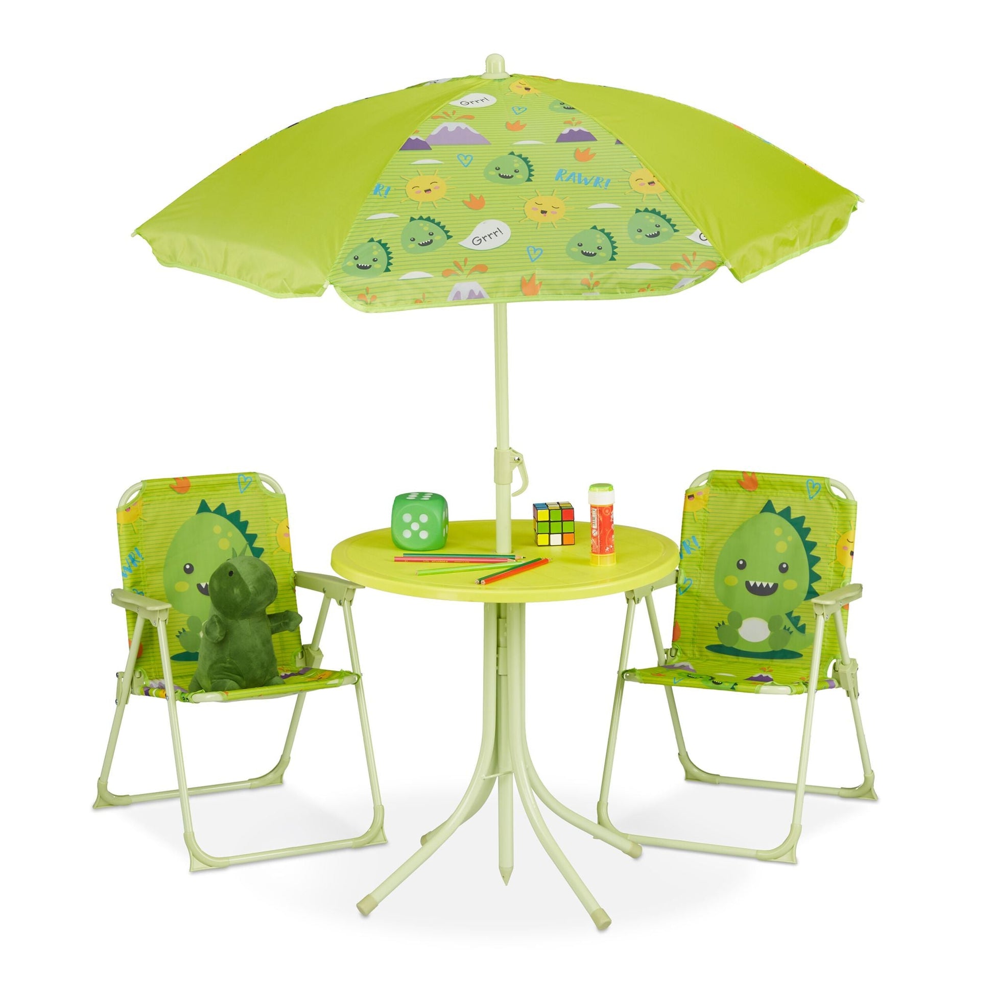 Camping Kindersitzgruppe mit Schirm Grün von Relaxdays