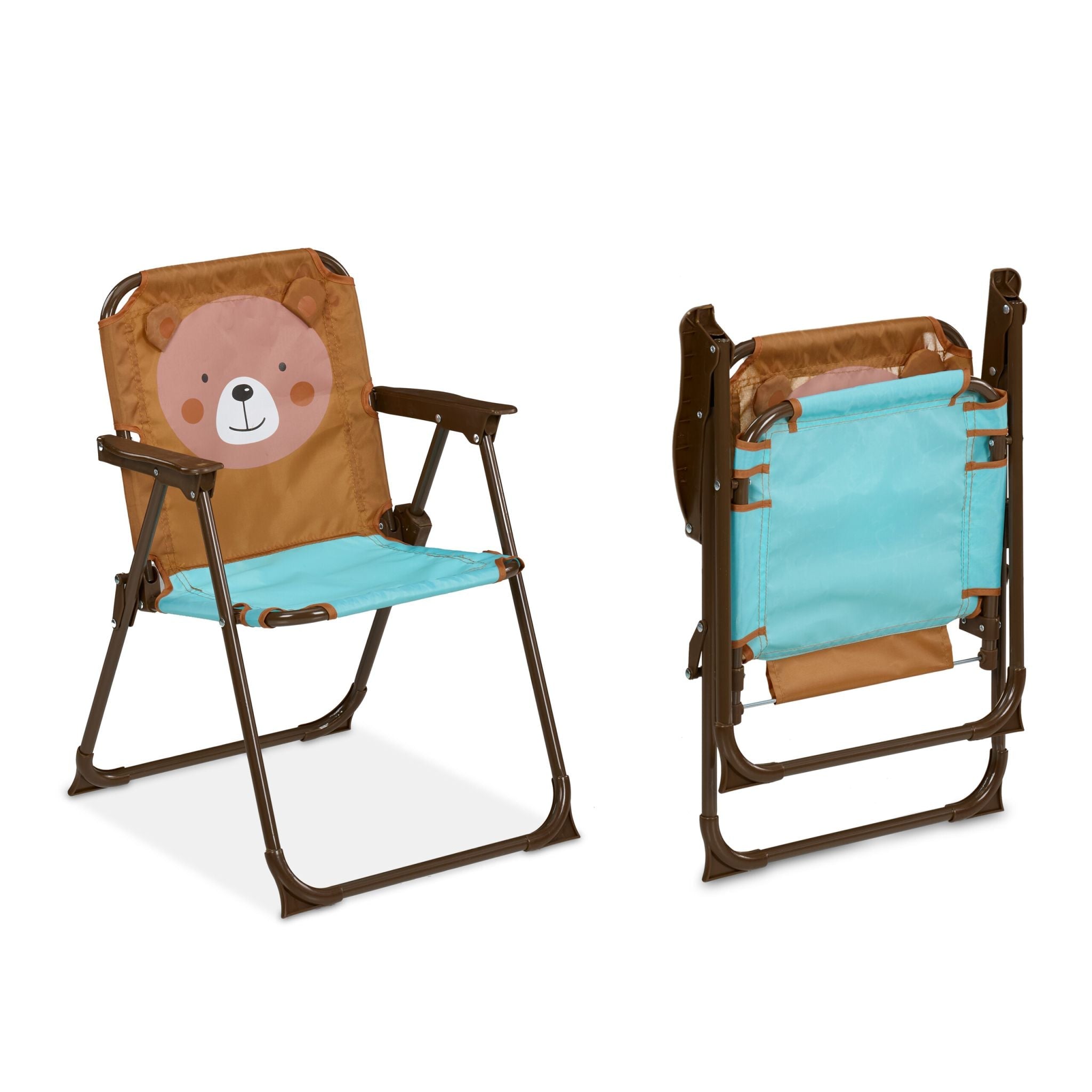 Camping Kindersitzgruppe mit Schirm Braun-Hellblau-Hellbraun von Relaxdays