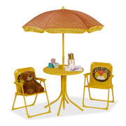 Camping Kindersitzgruppe mit Schirm Gelb-Hellbraun von Relaxdays
