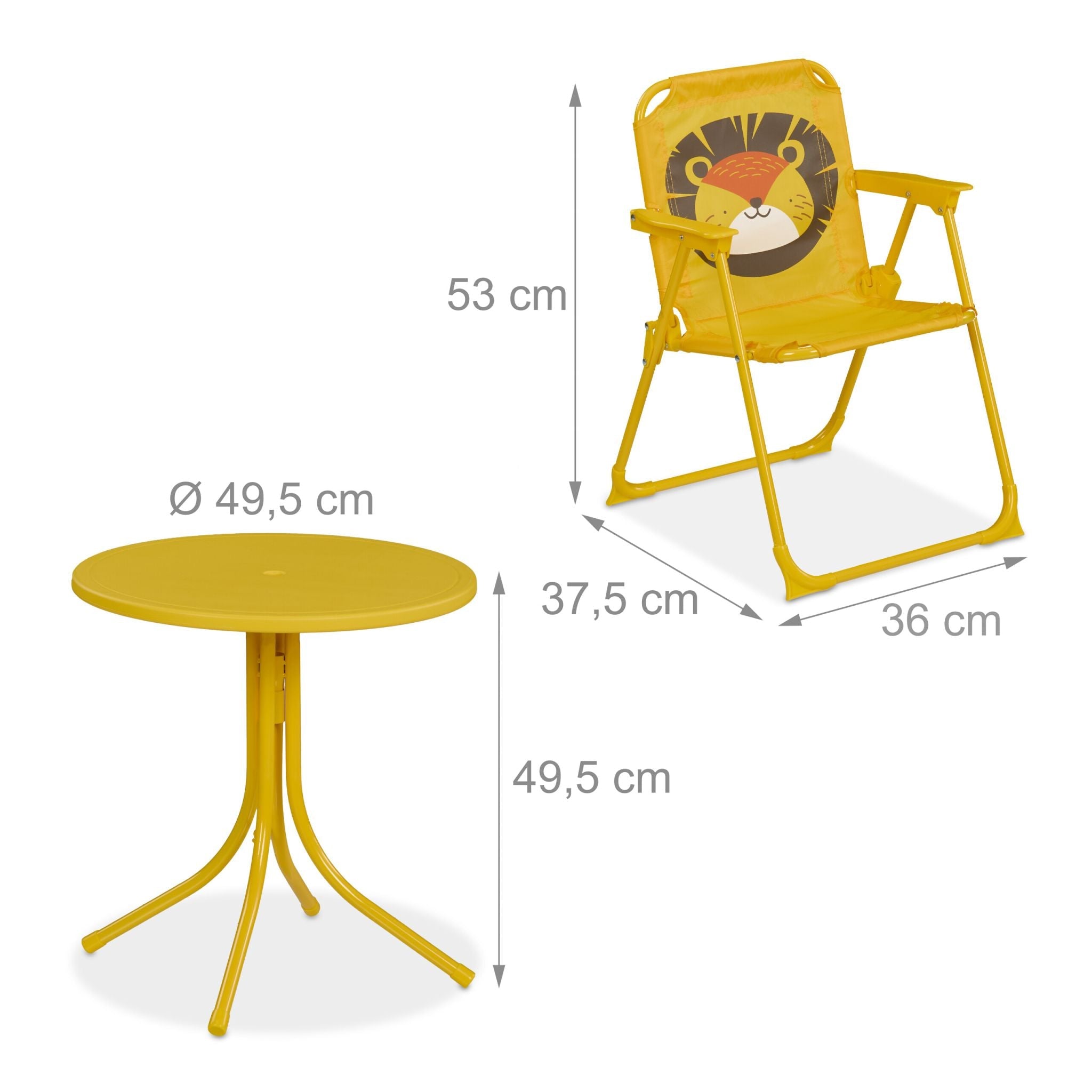 Camping Kindersitzgruppe mit Schirm Gelb-Hellbraun von Relaxdays