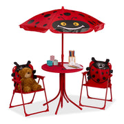 Camping Kindersitzgruppe mit Schirm Rot-Schwarz von Relaxdays