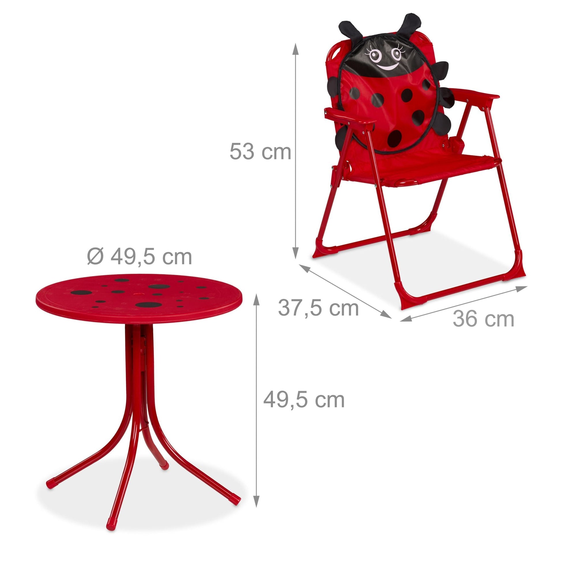 Camping Kindersitzgruppe mit Schirm Rot-Schwarz von Relaxdays