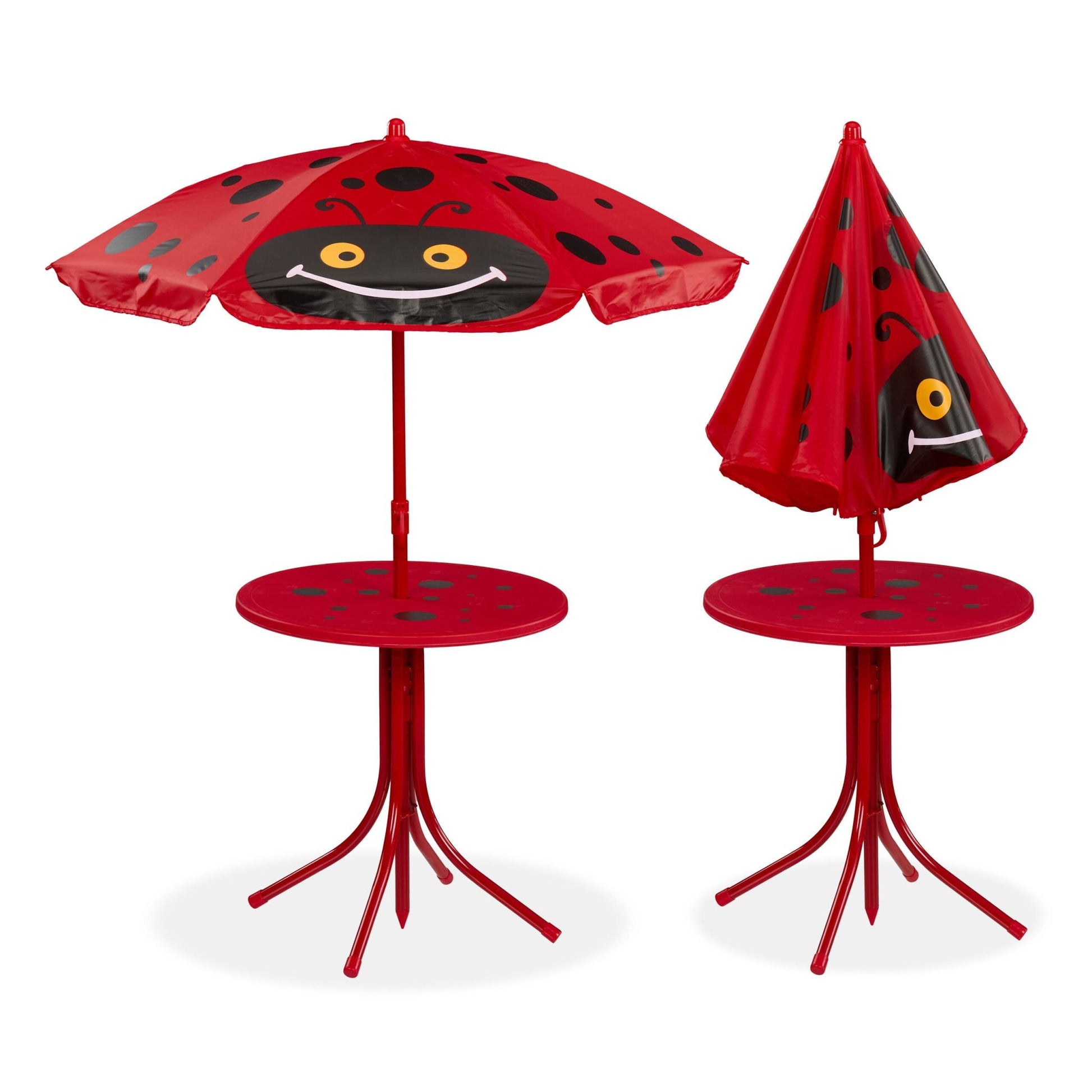 Camping Kindersitzgruppe mit Schirm Rot-Schwarz von Relaxdays