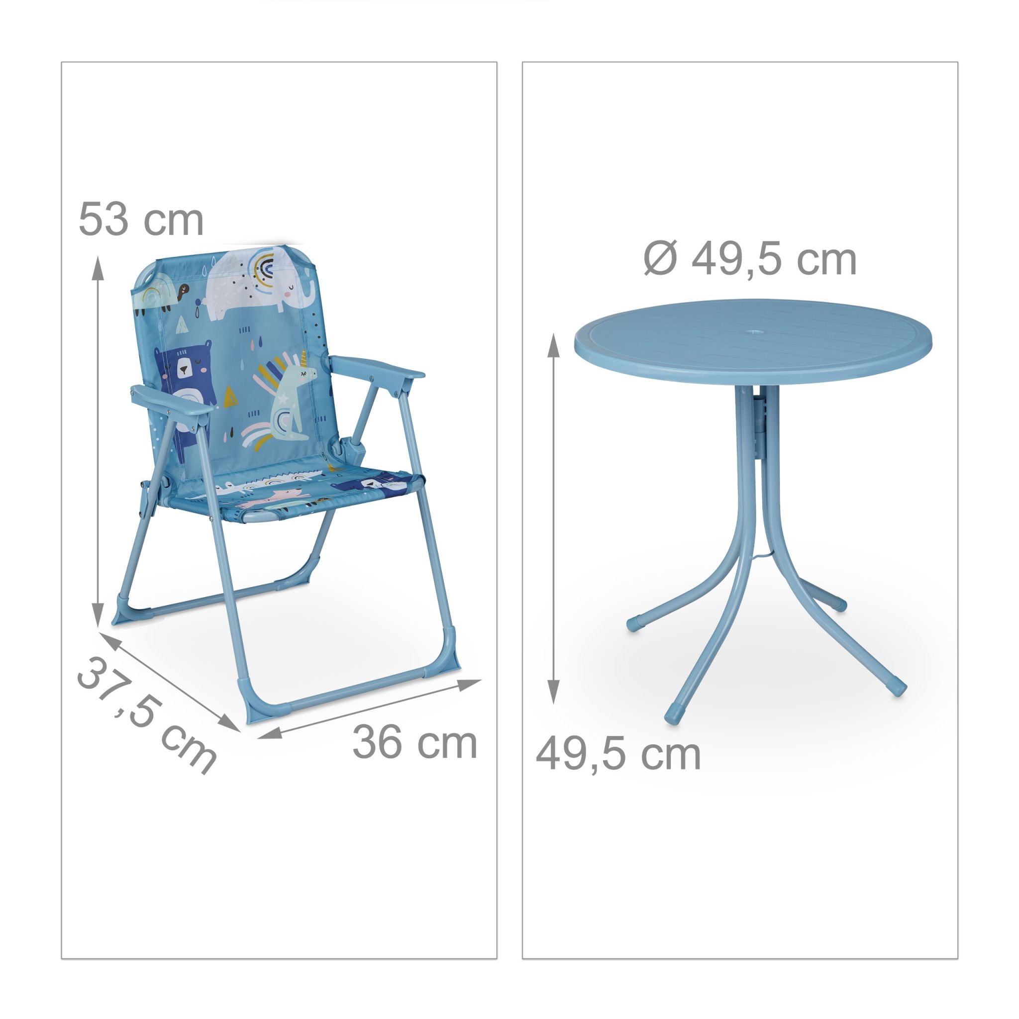 Camping Kindersitzgruppe mit Schirm Blau von Relaxdays