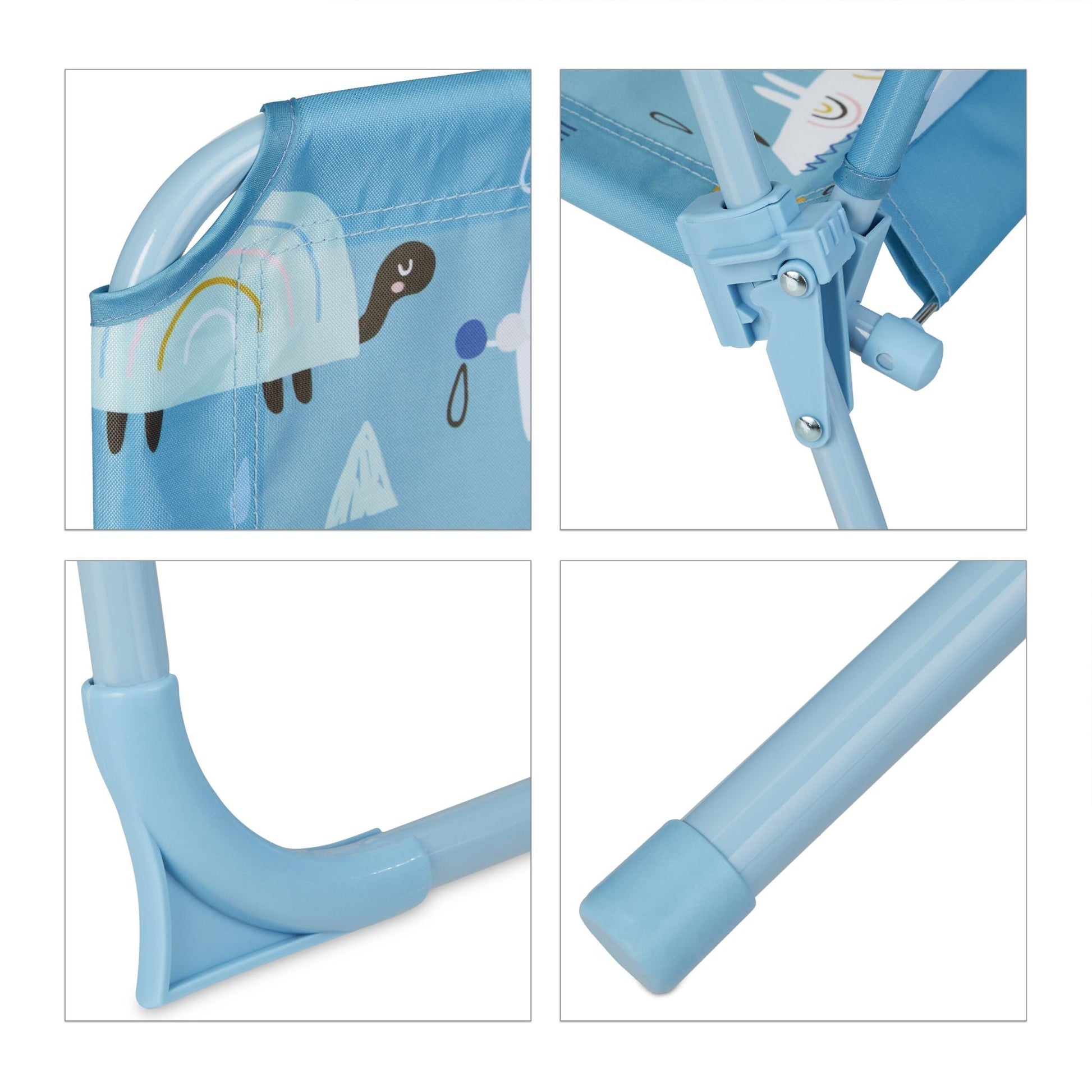 Camping Kindersitzgruppe mit Schirm Blau von Relaxdays