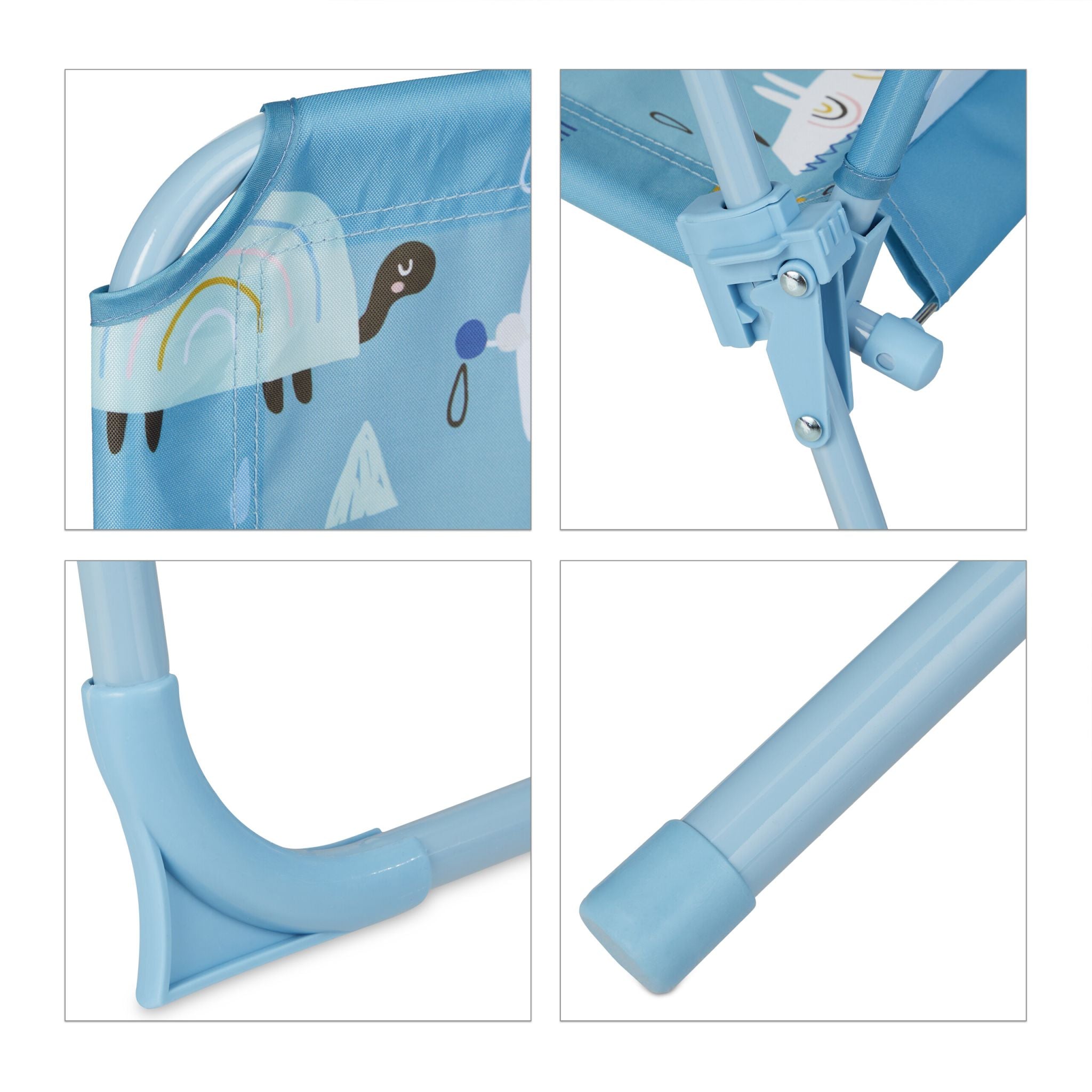 Camping Kindersitzgruppe mit Schirm Blau von Relaxdays