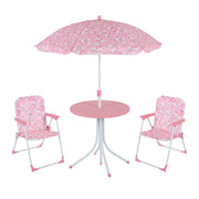 Camping Kindersitzgruppe mit Schirm Weiss-Rosa von Relaxdays