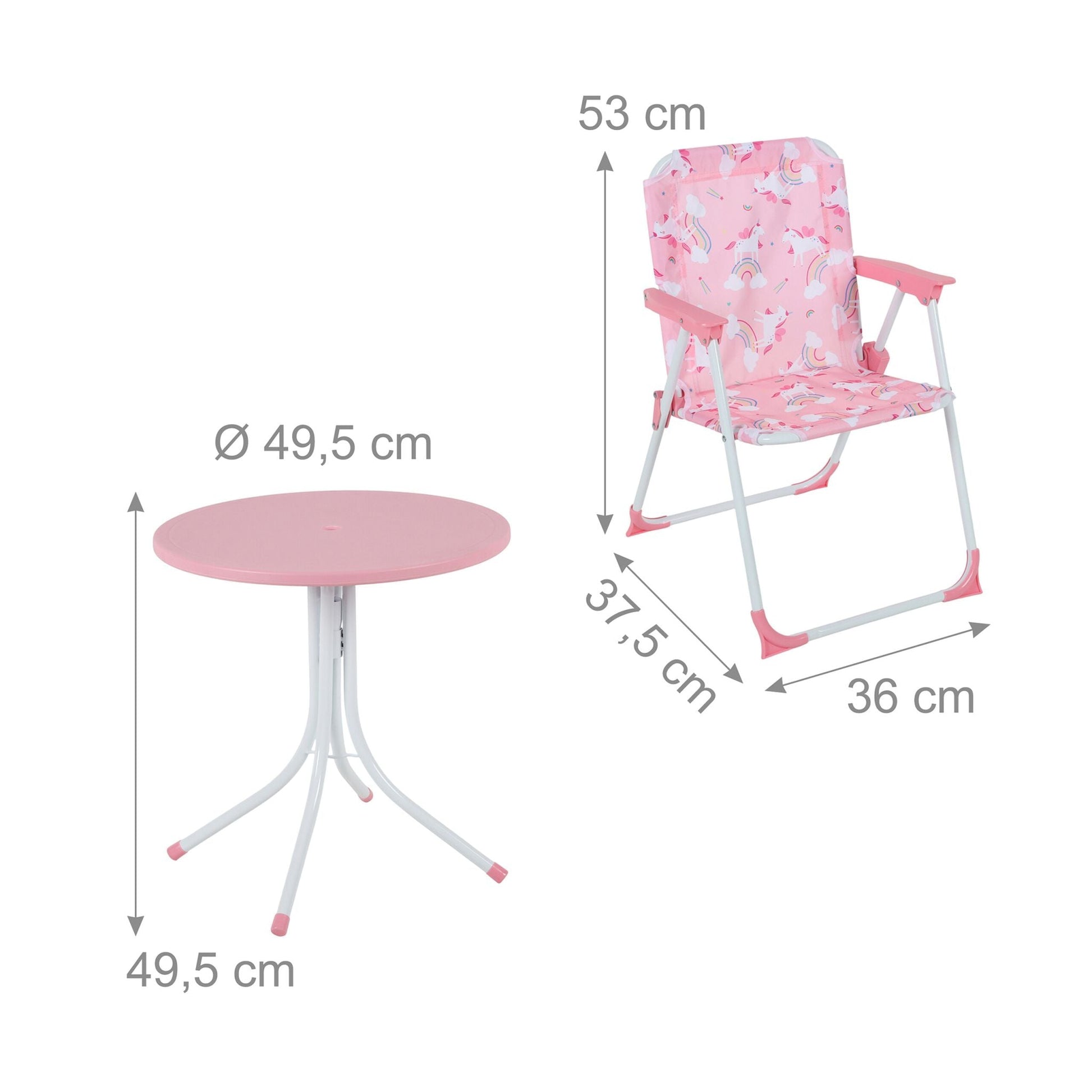 Camping Kindersitzgruppe mit Schirm Weiss-Rosa von Relaxdays