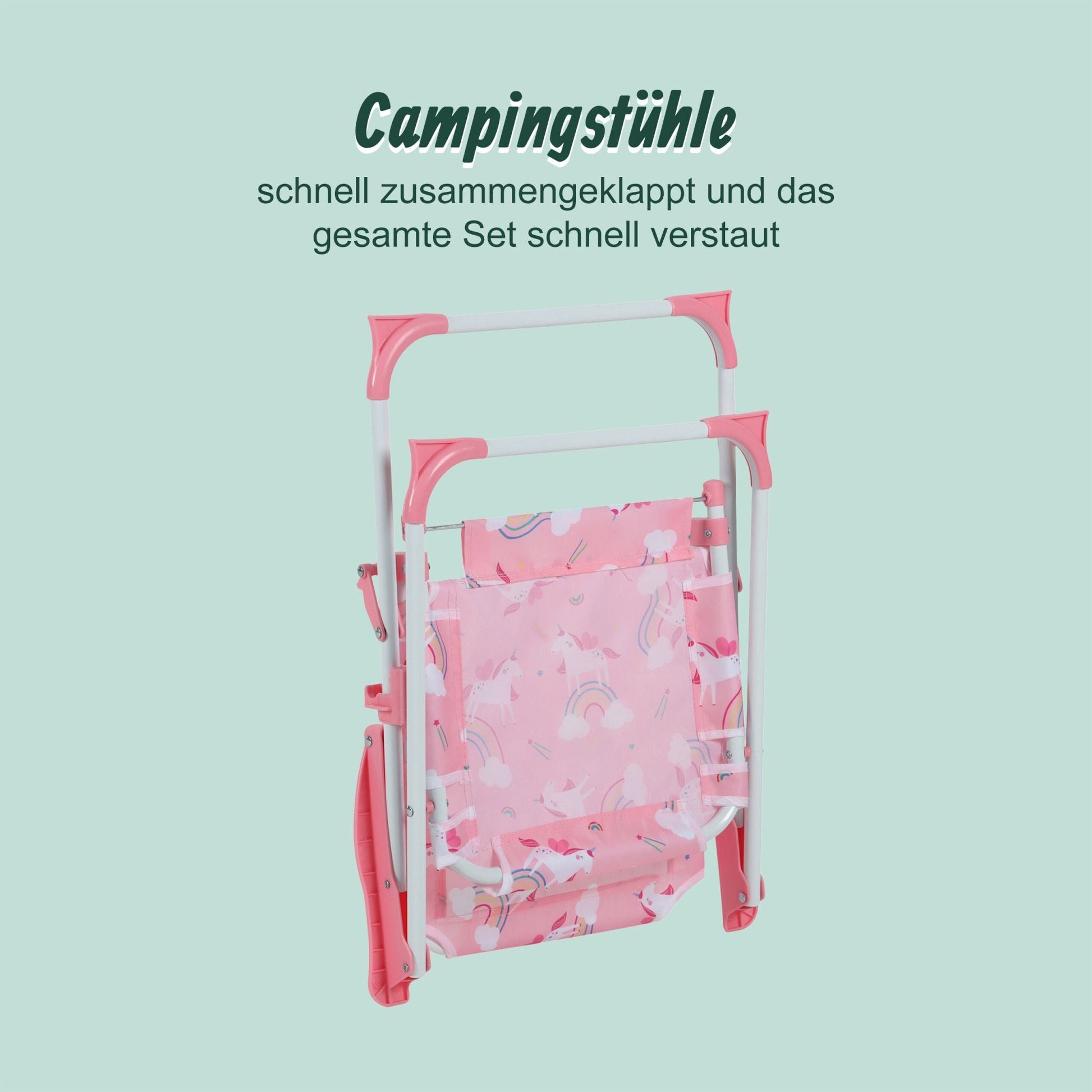 Camping Kindersitzgruppe mit Schirm Weiss-Rosa von Relaxdays