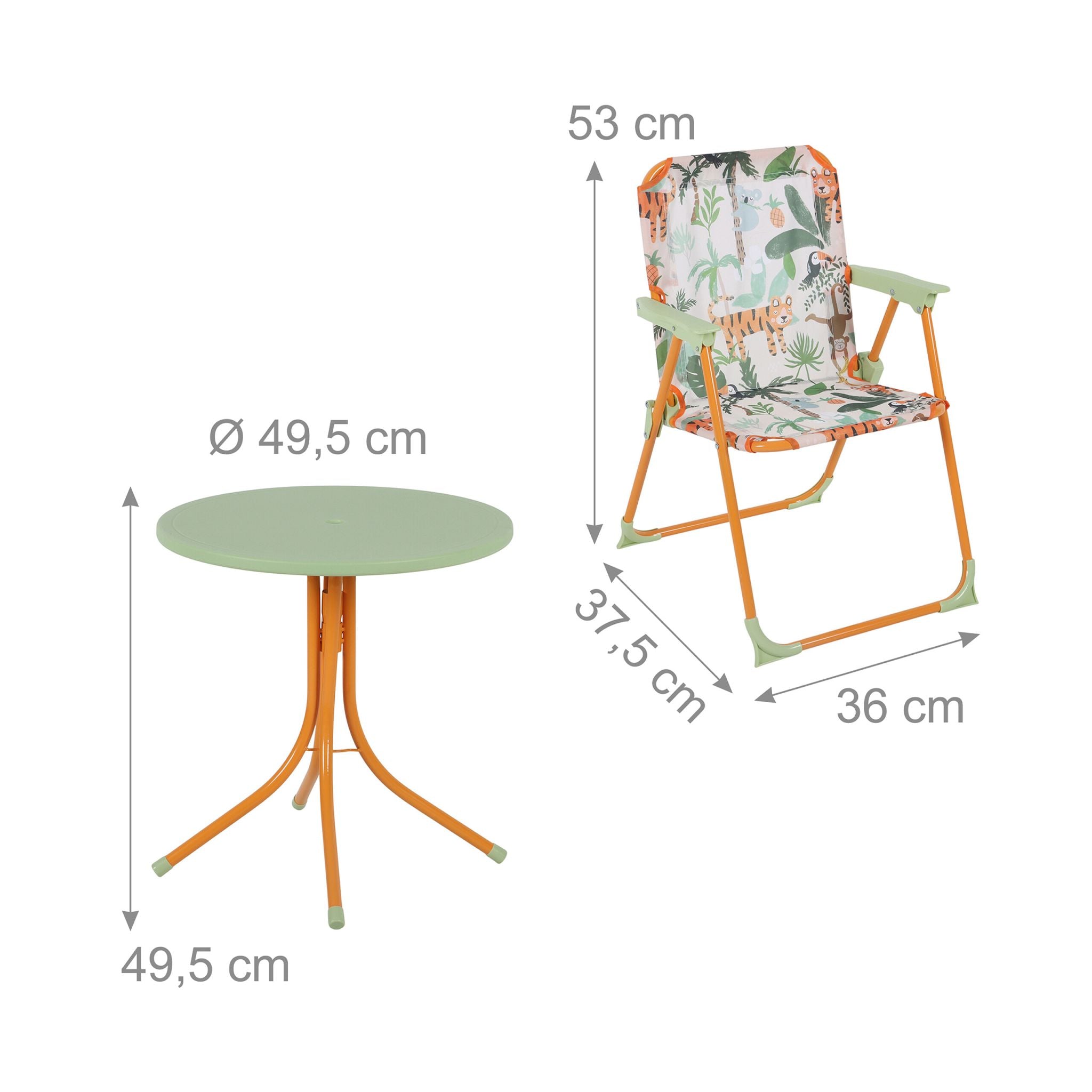 Camping Kindersitzgruppe mit Schirm Weiss-Grün-Orange von Relaxdays