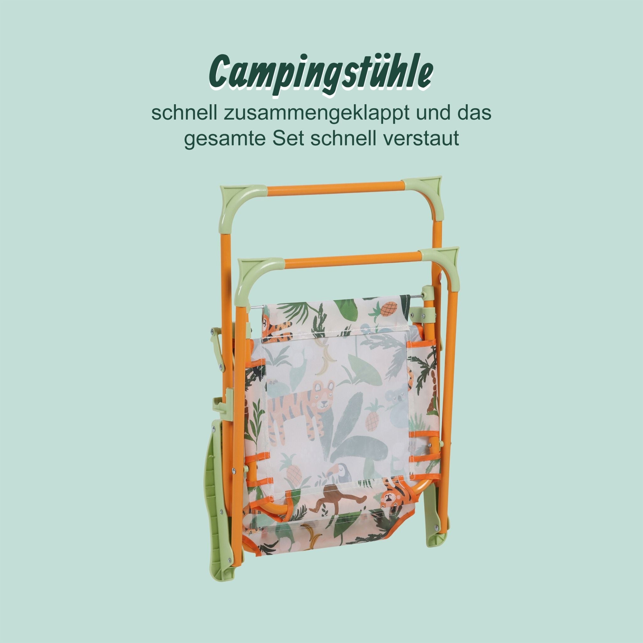 Camping Kindersitzgruppe mit Schirm Weiss-Grün-Orange von Relaxdays